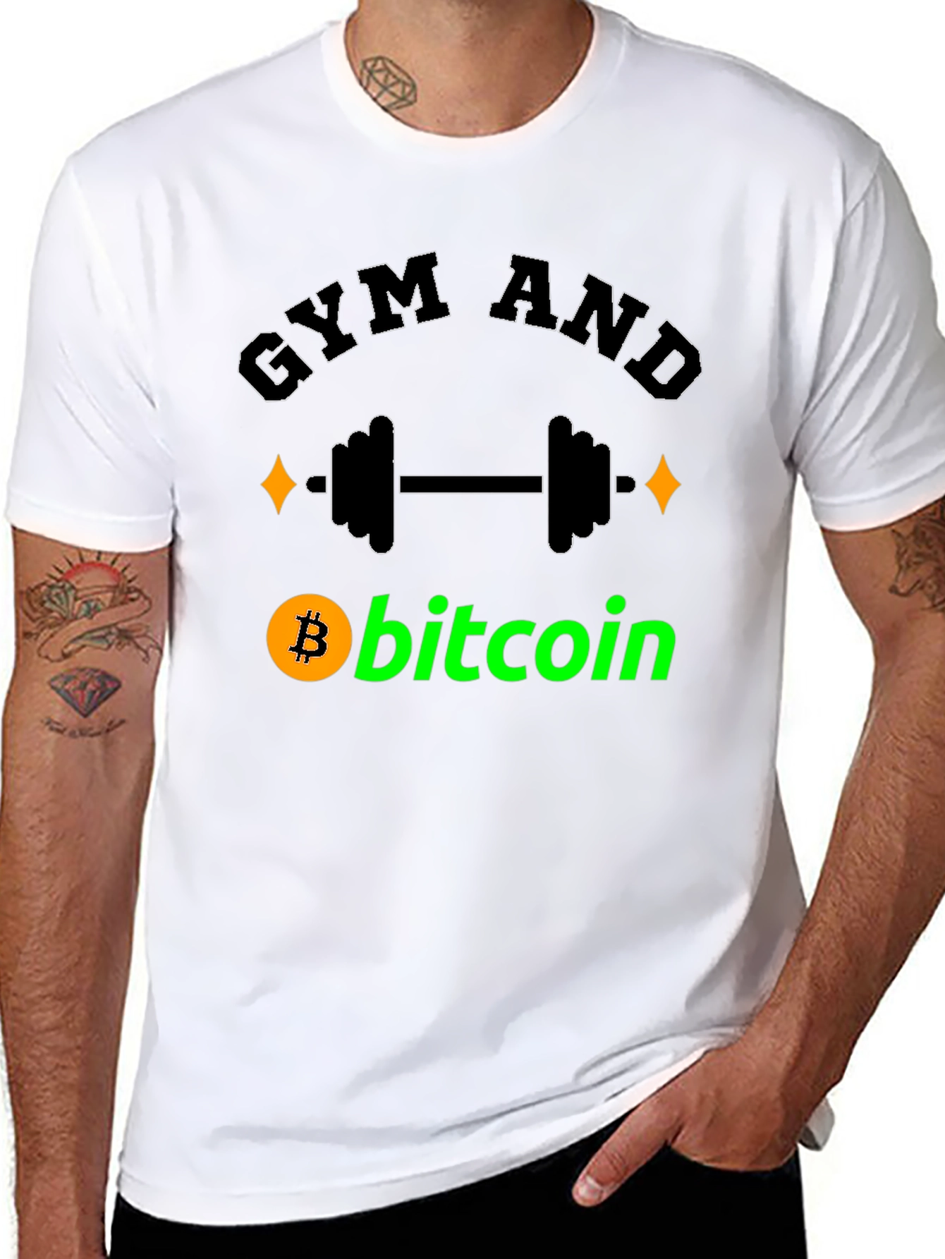 Gym and Bitcoin Black Graphic T-Shirt