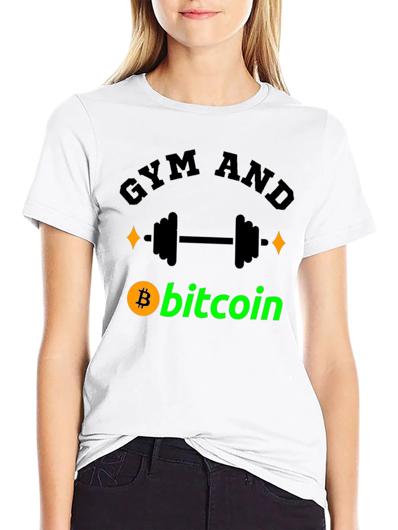 Gym and Bitcoin Black Graphic T-Shirt