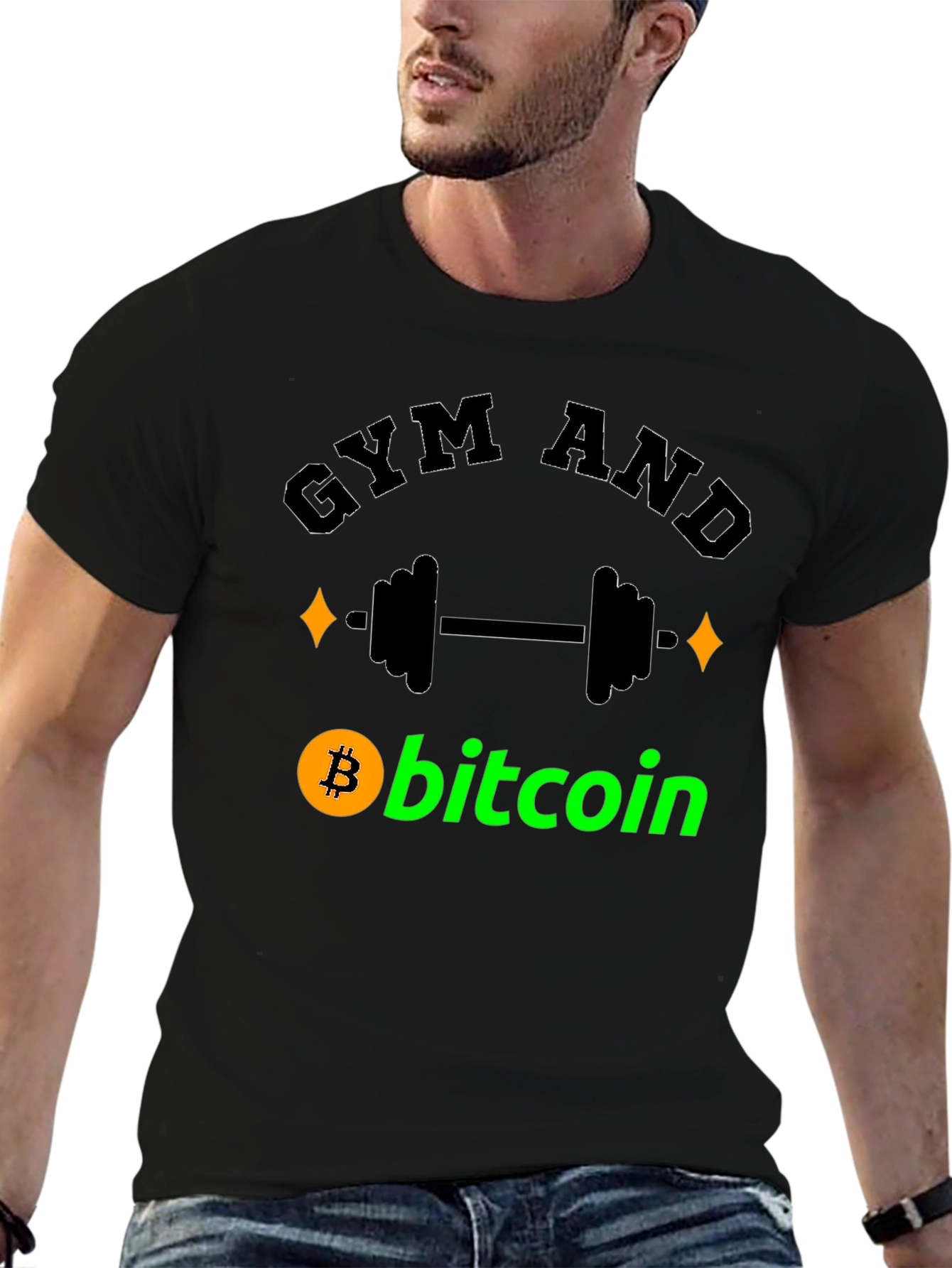 Gym and Bitcoin Black Graphic T-Shirt