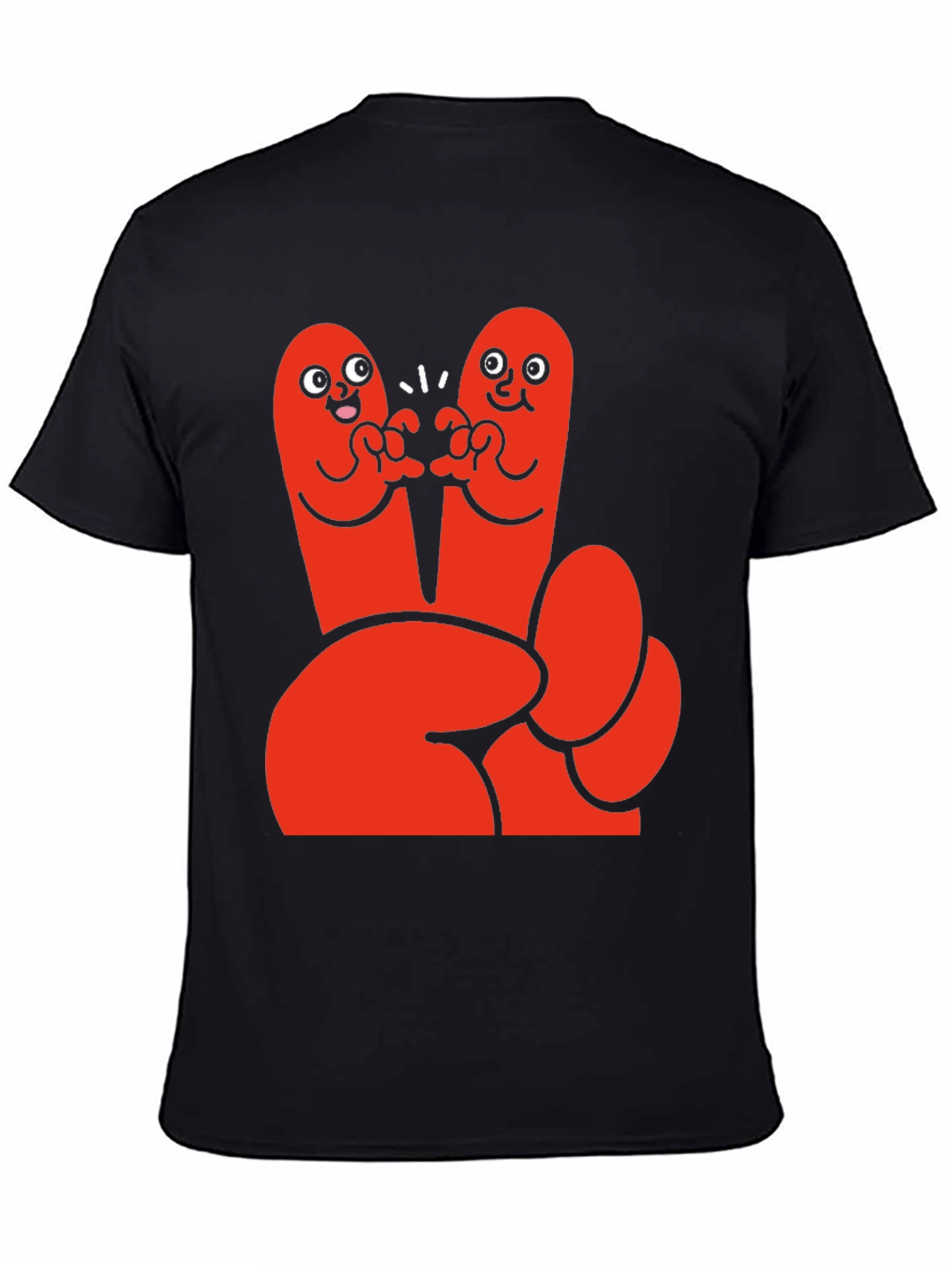 Funky Finger Friends Graphic Tee - Black Cotton T-Shirt