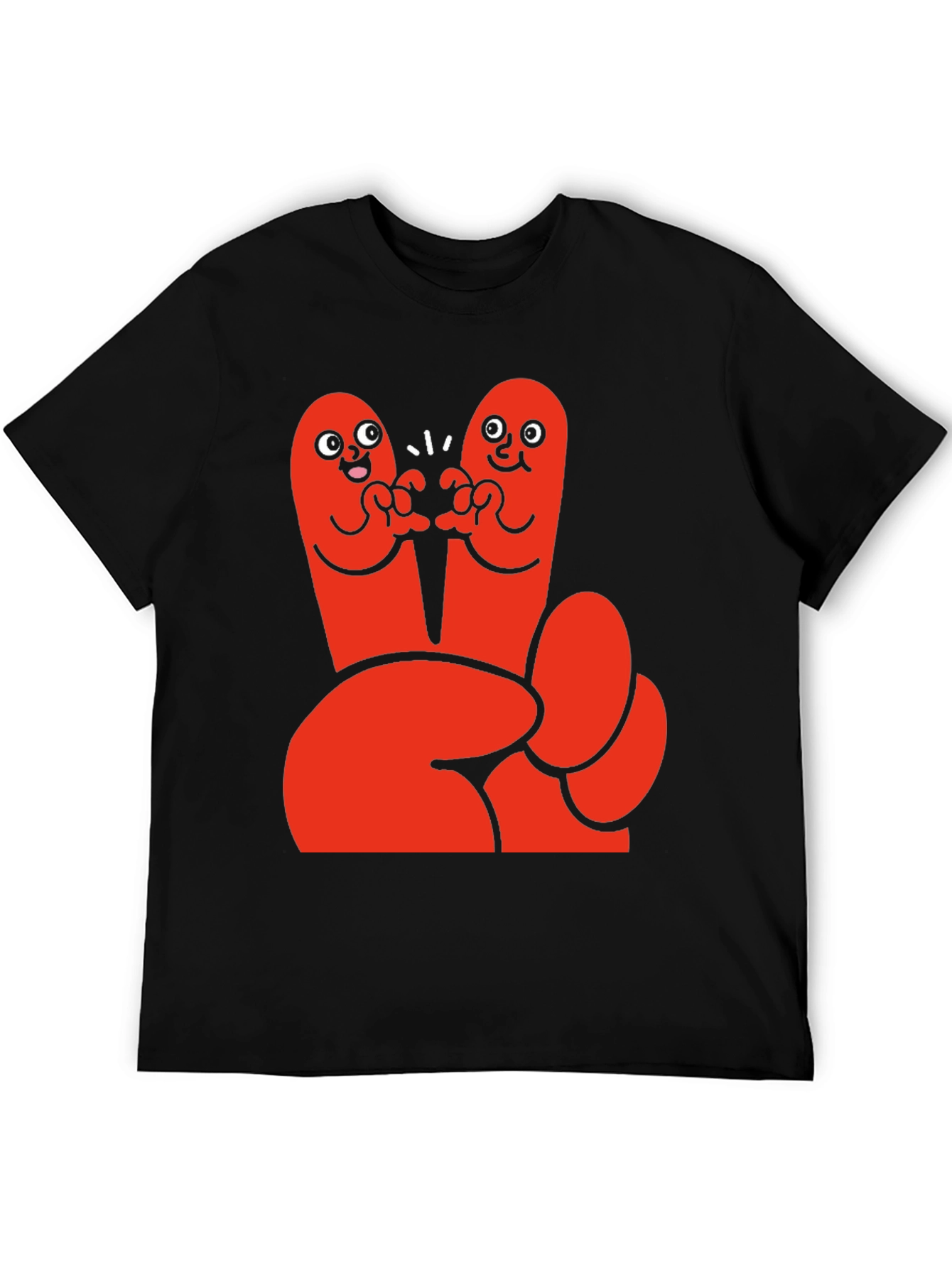 Funky Finger Friends Graphic Tee - Black Cotton T-Shirt