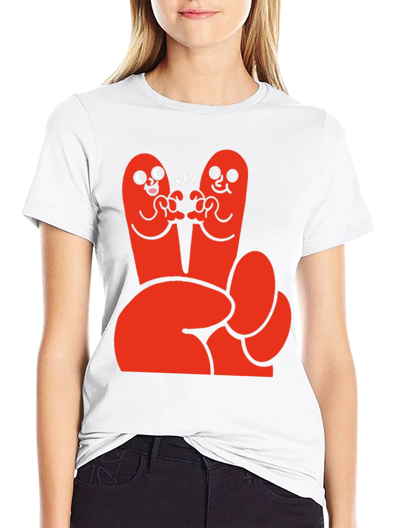 Funky Finger Friends Graphic Tee - Black Cotton T-Shirt