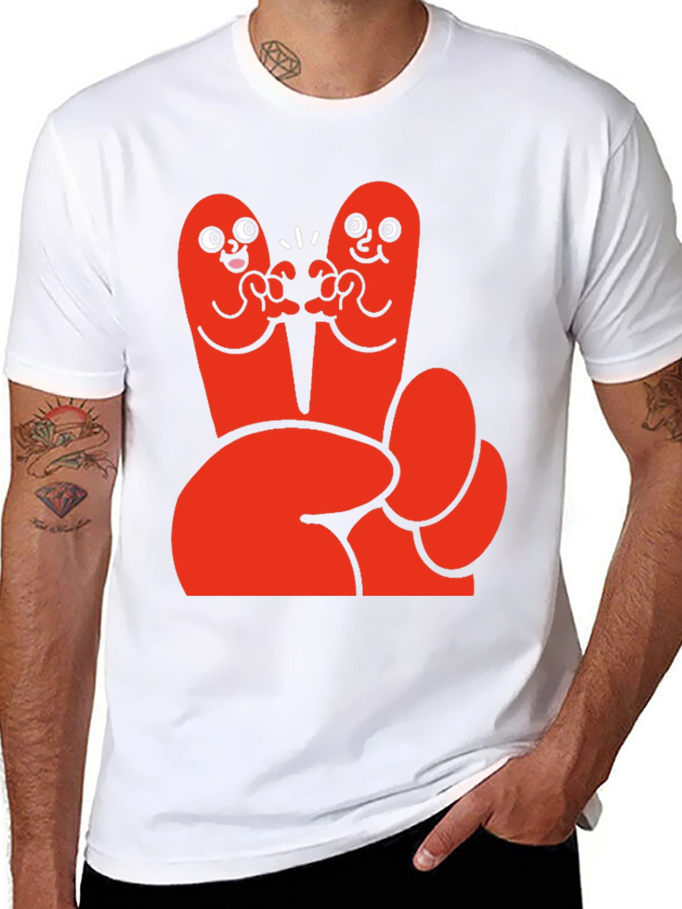 Funky Finger Friends Graphic Tee - Black Cotton T-Shirt