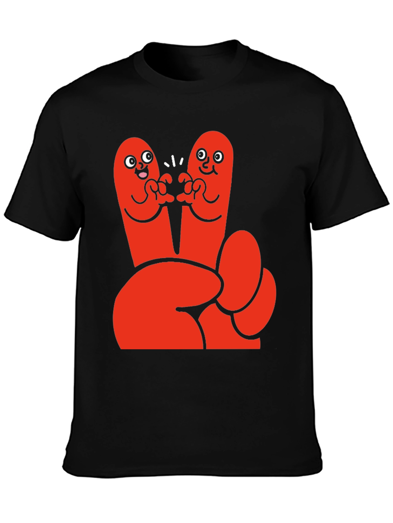 Funky Finger Friends Graphic Tee - Black Cotton T-Shirt