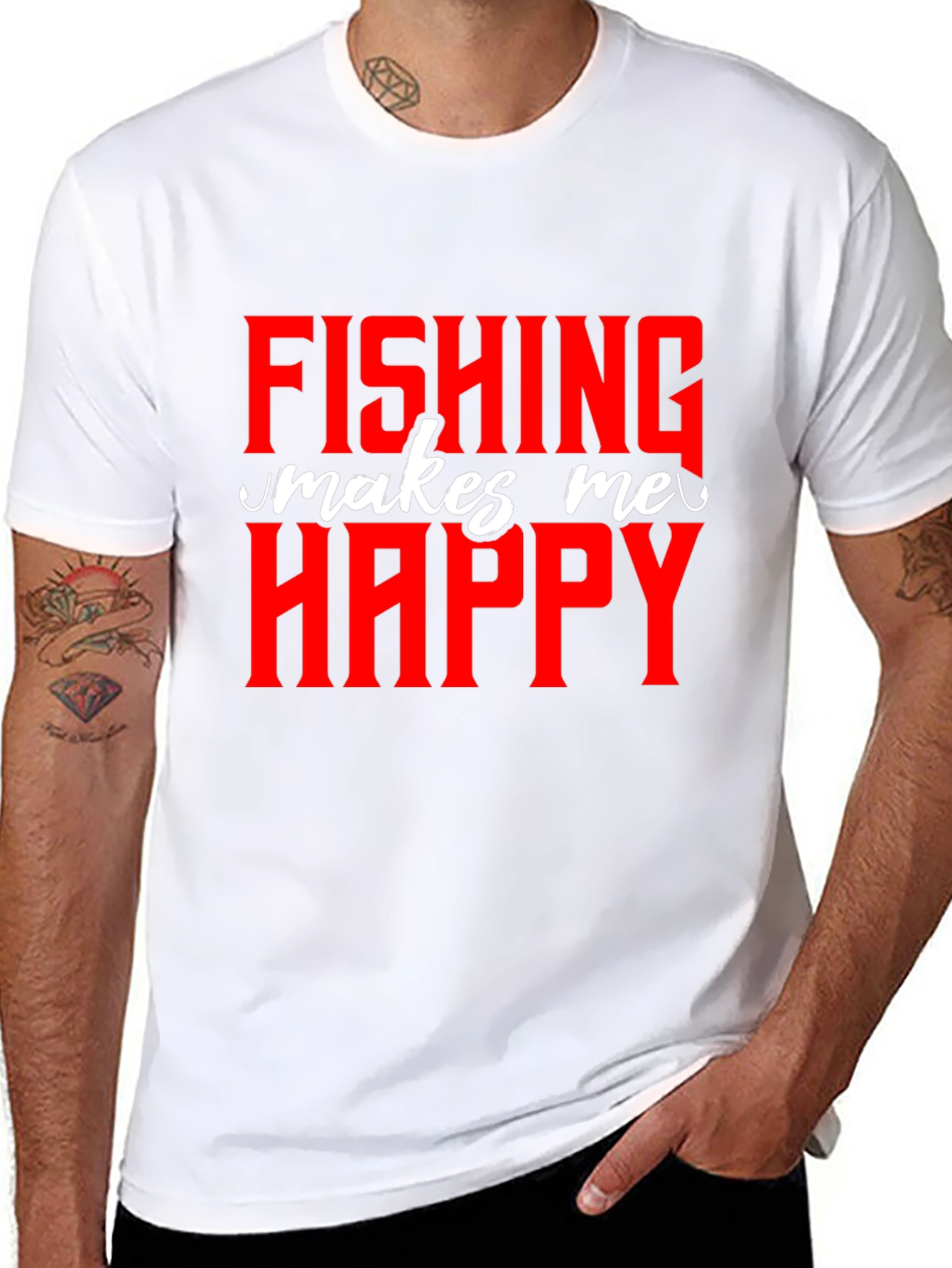 Fishing Makes Me Happy T-Shirt - Novelty Graphic Tee