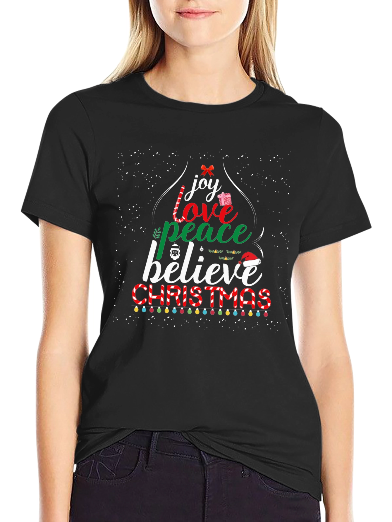 Christmas Joy Love Peace Believe Holiday T-Shirt