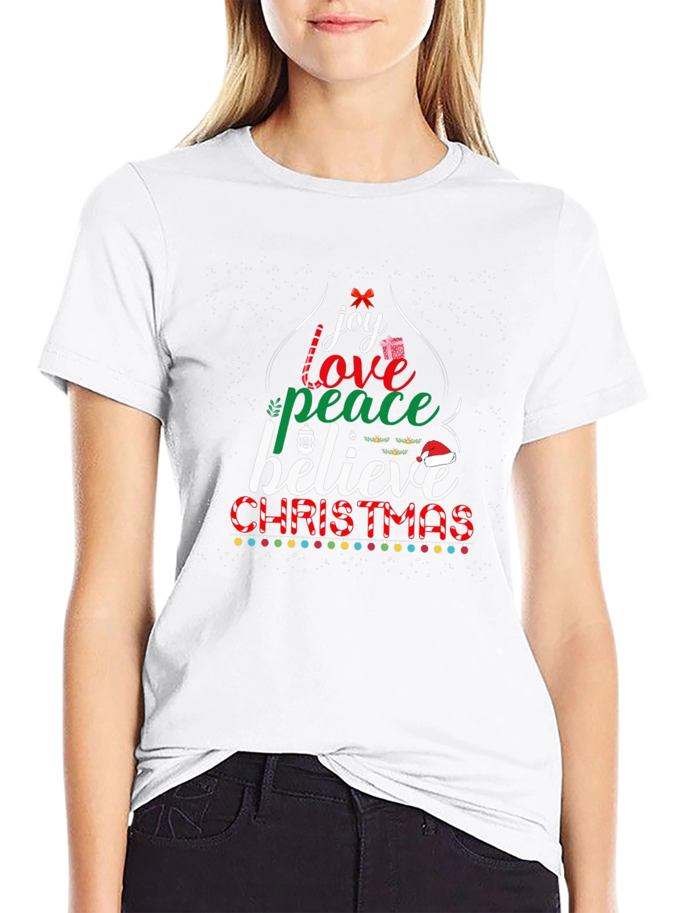 Christmas Joy Love Peace Believe Holiday T-Shirt