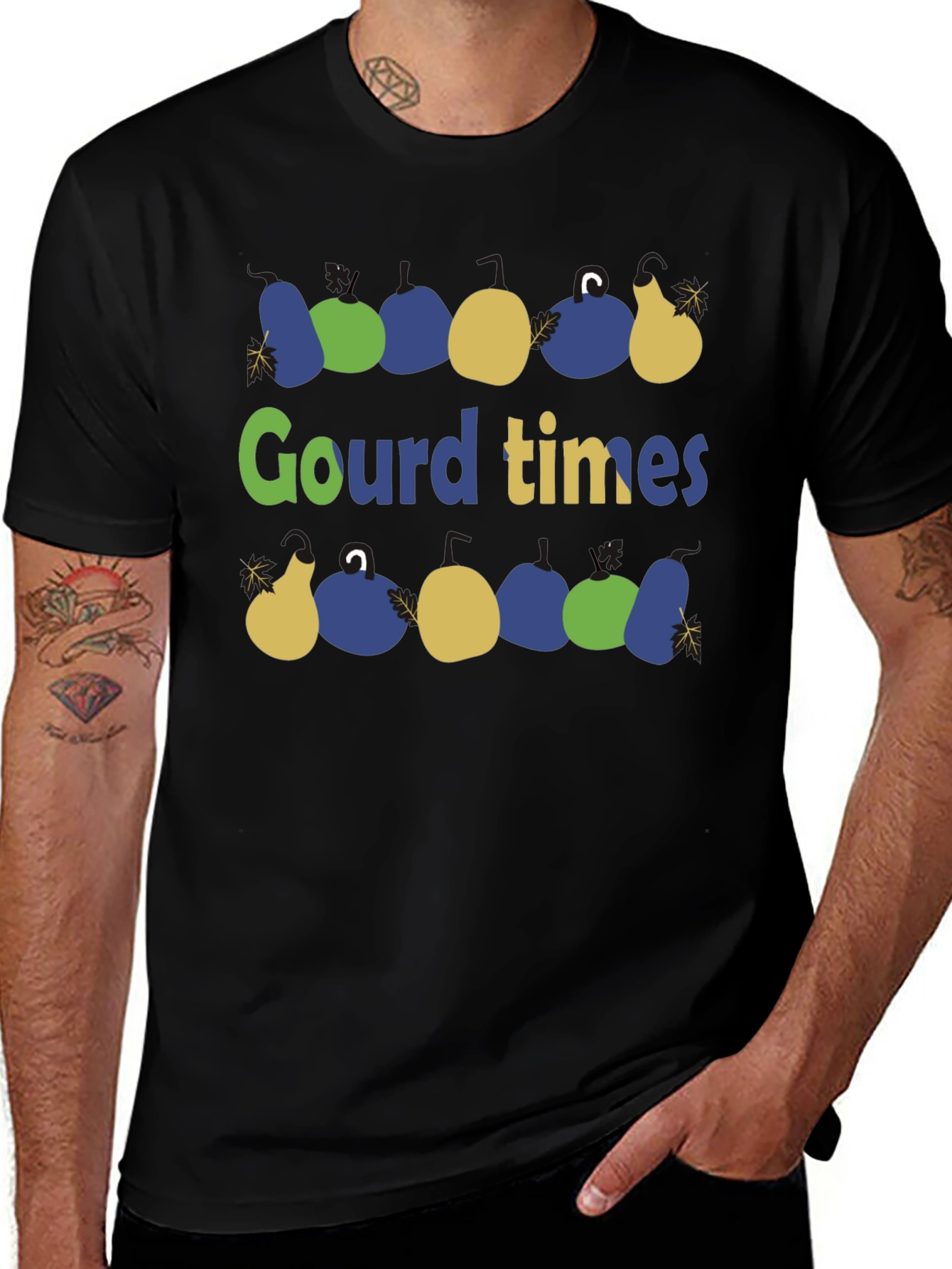 Gourd Times Black Cotton Graphic T-Shirt
