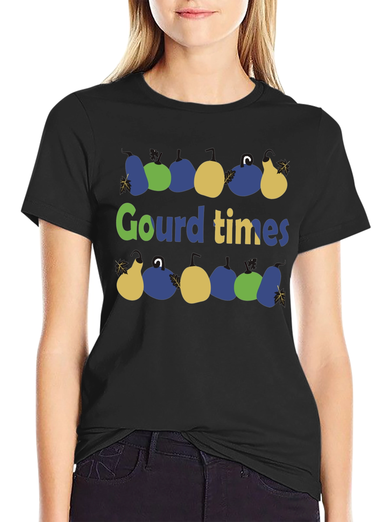 Gourd Times Black Cotton Graphic T-Shirt