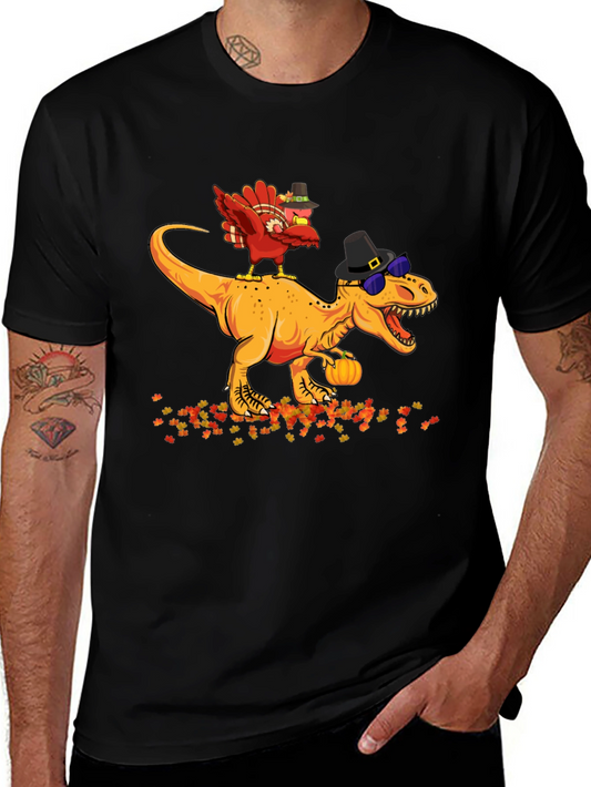 Thanksgiving Turkey Riding Dinosaur T-Shirt