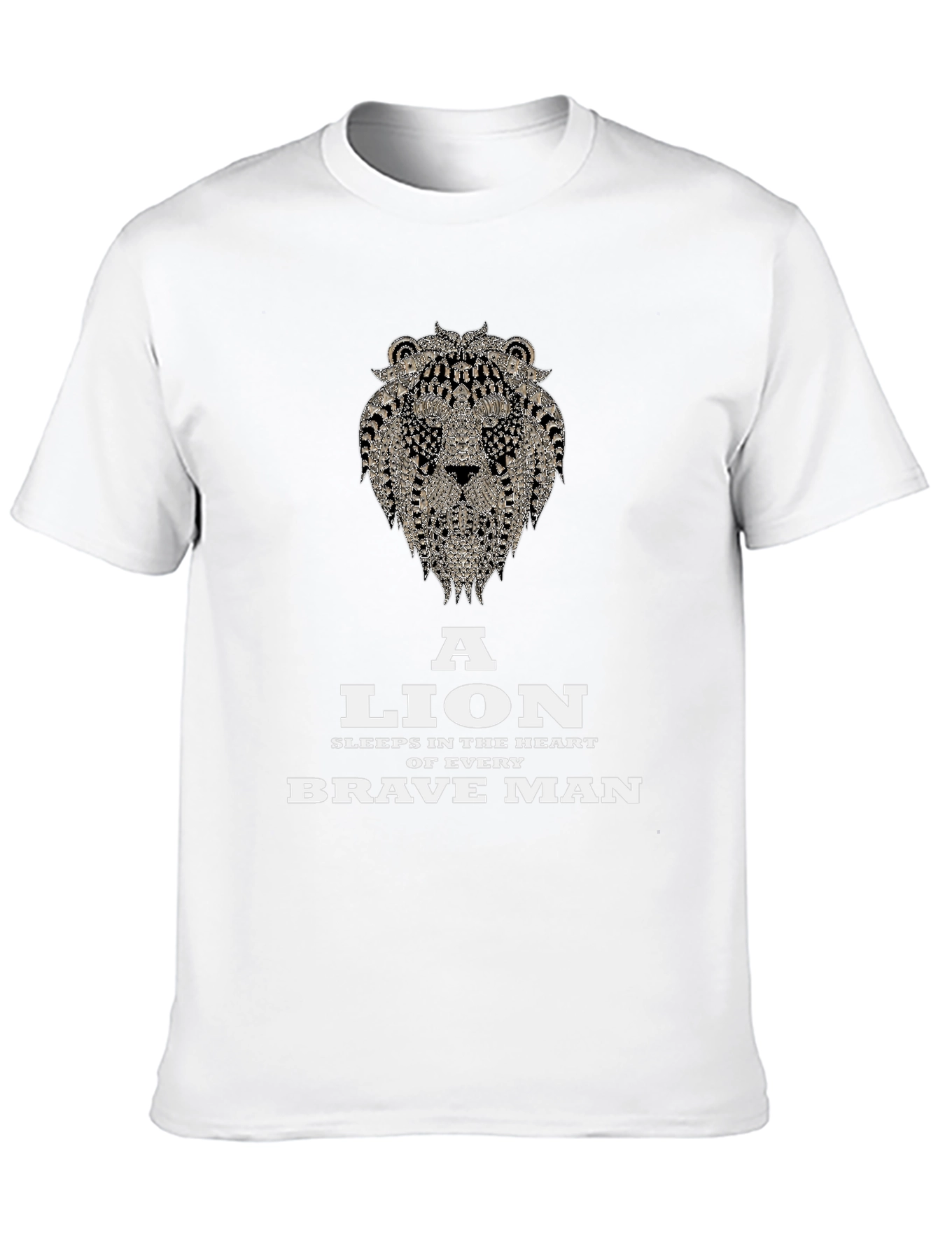 Lion Heart Brave Man Black Graphic T-Shirt