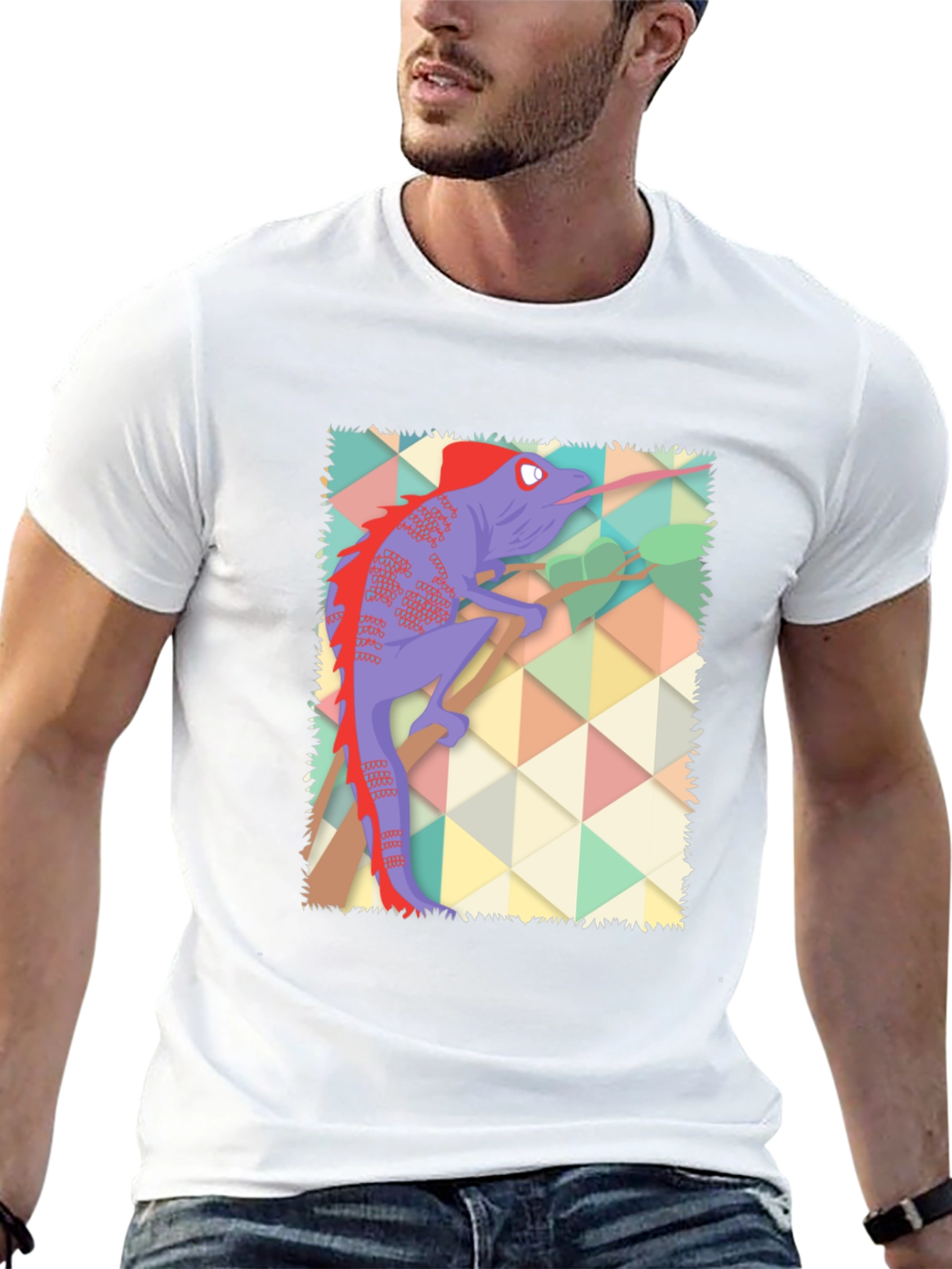 Cartoon Chameleon Graphic T-Shirt