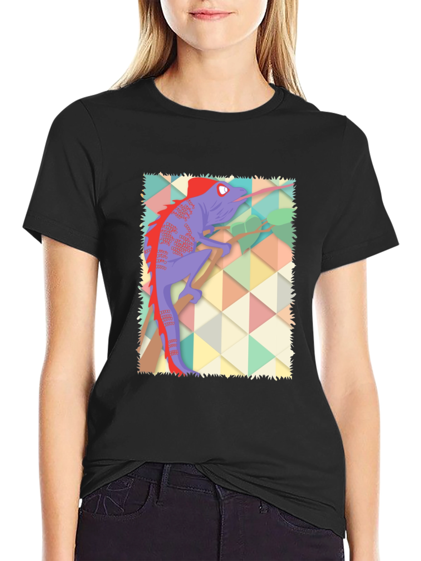 Cartoon Chameleon Graphic T-Shirt