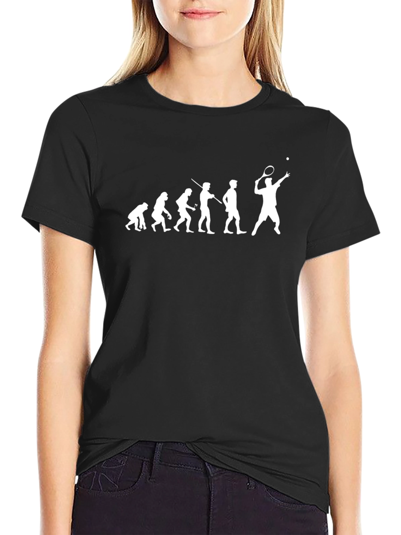 Tennis Evolution Graphic T-Shirt - Black Crew Neck