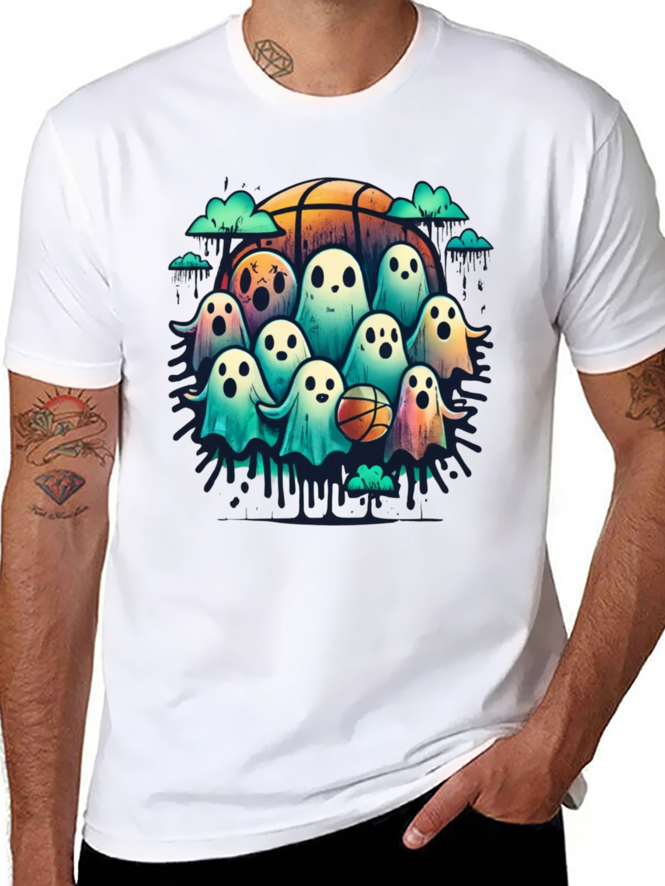 Ghostly Basketball Crew T-Shirt