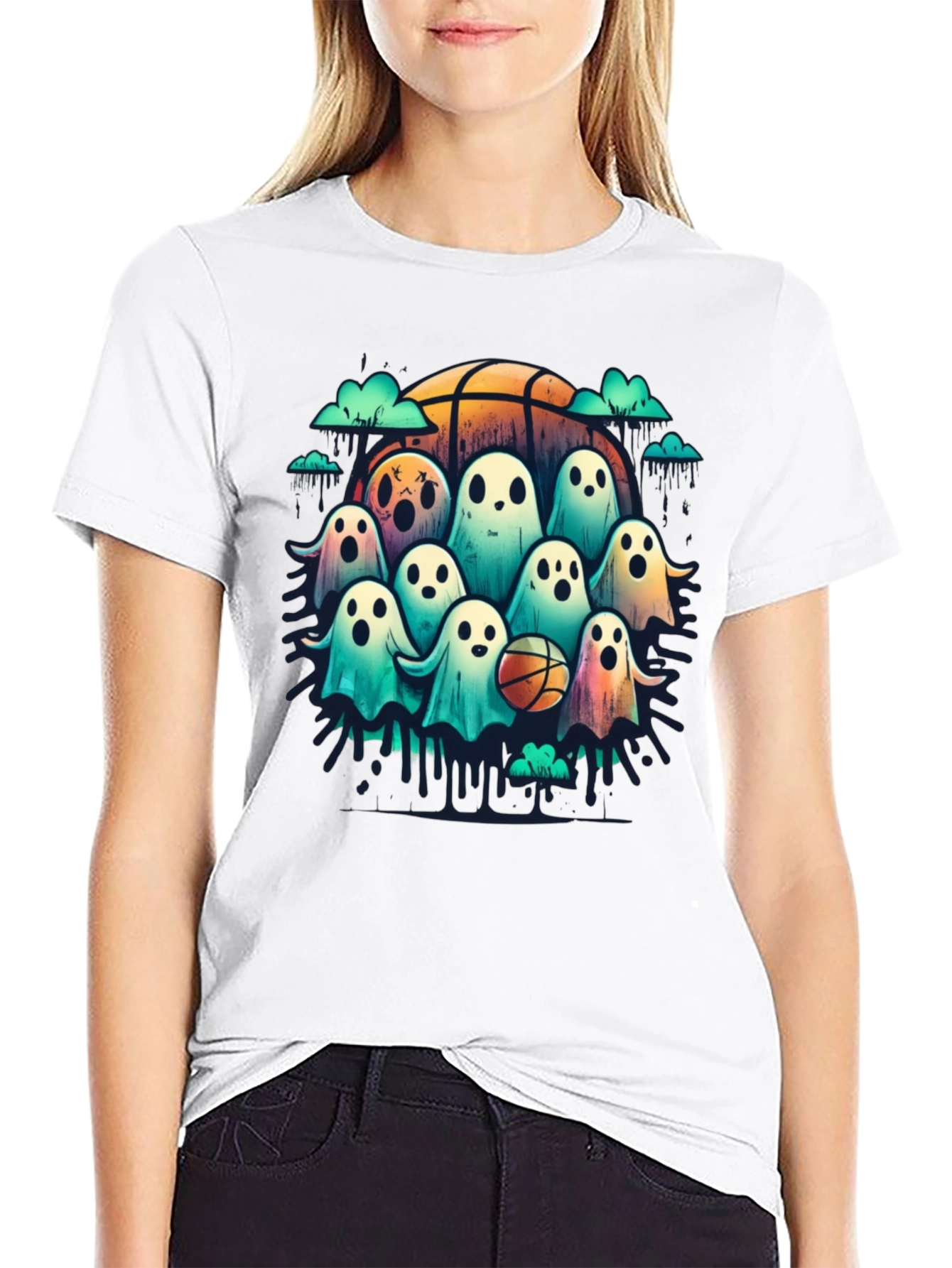 Ghostly Basketball Crew T-Shirt