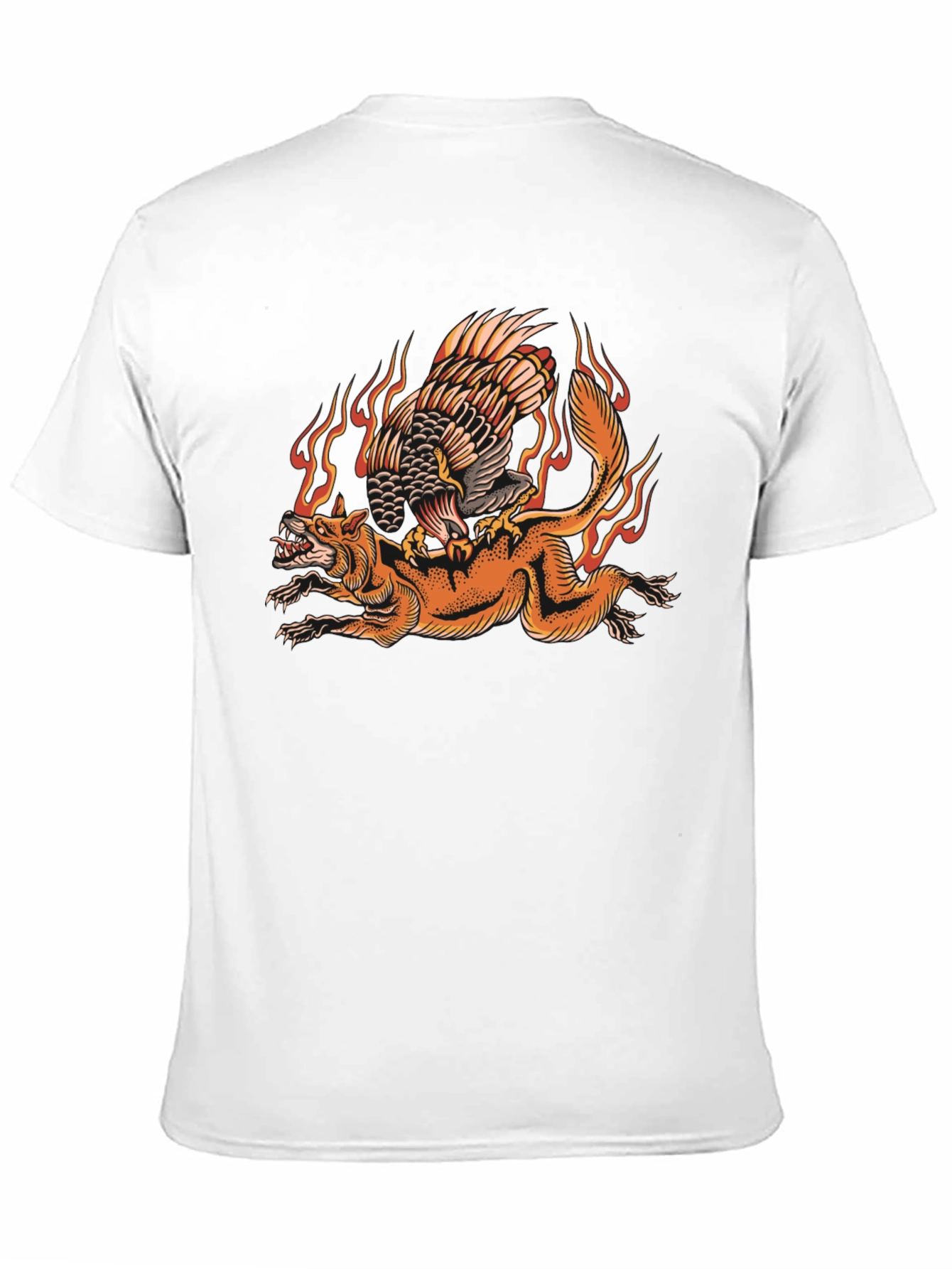 Fiery Eagle & Fox Graphic Tee - Black