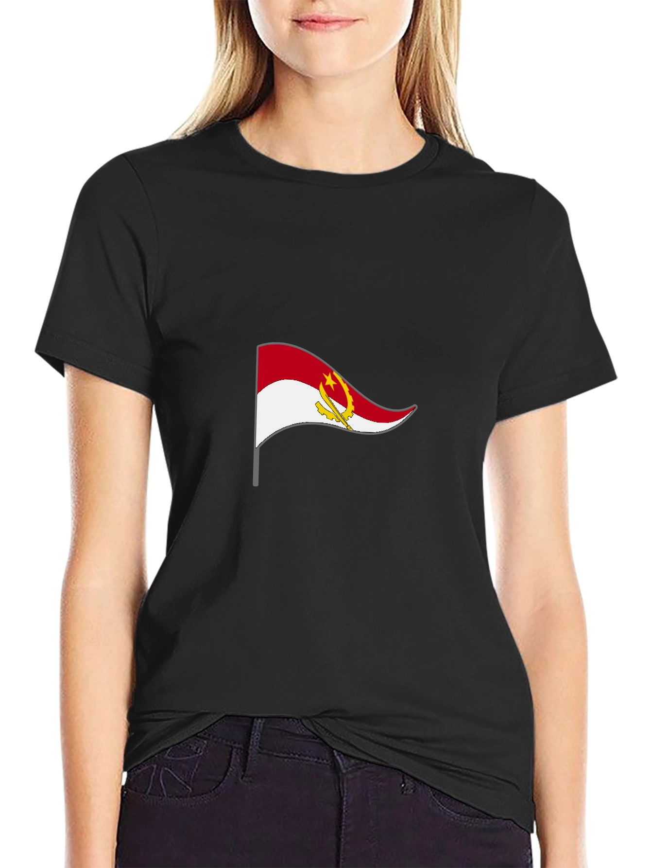 Angola Flag Black T-Shirt - Show Your Pride!