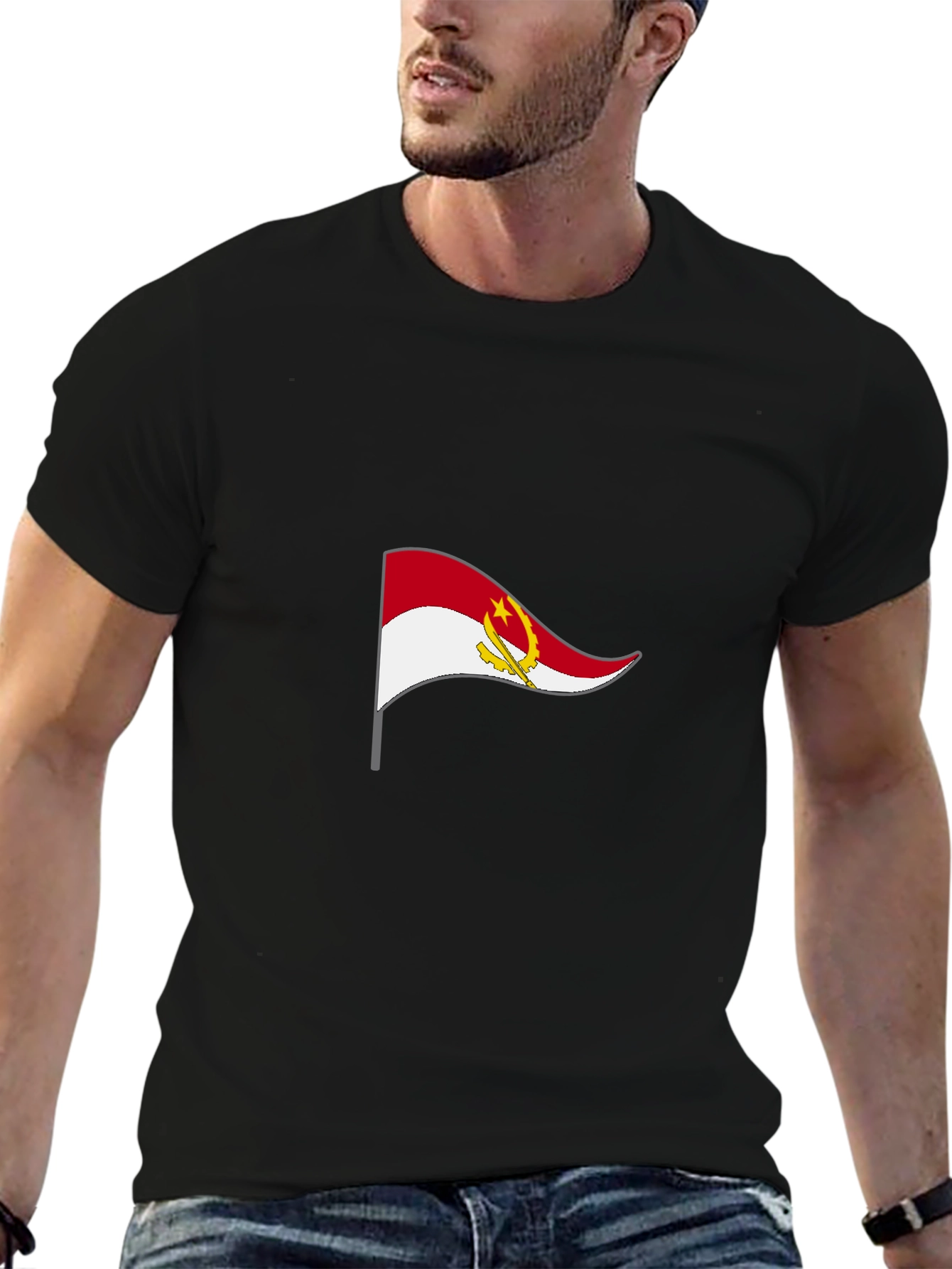 Angola Flag Black T-Shirt - Show Your Pride!