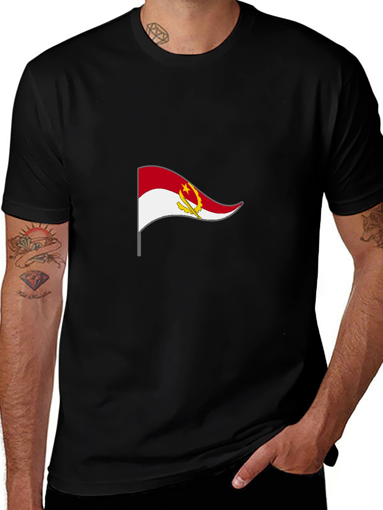 Angola Flag Black T-Shirt - Show Your Pride!