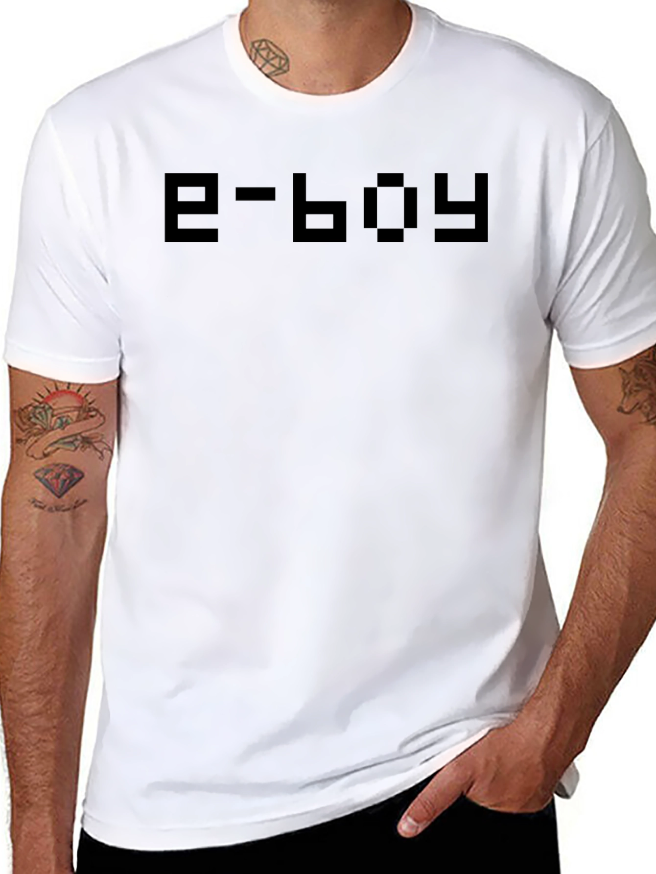 Pixel E-Boy Graphic Tee - Soft Black Cotton T-Shirt