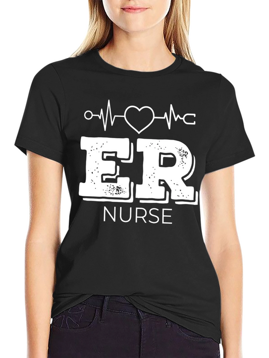ER Nurse Graphic T-Shirt - Black Crew Neck