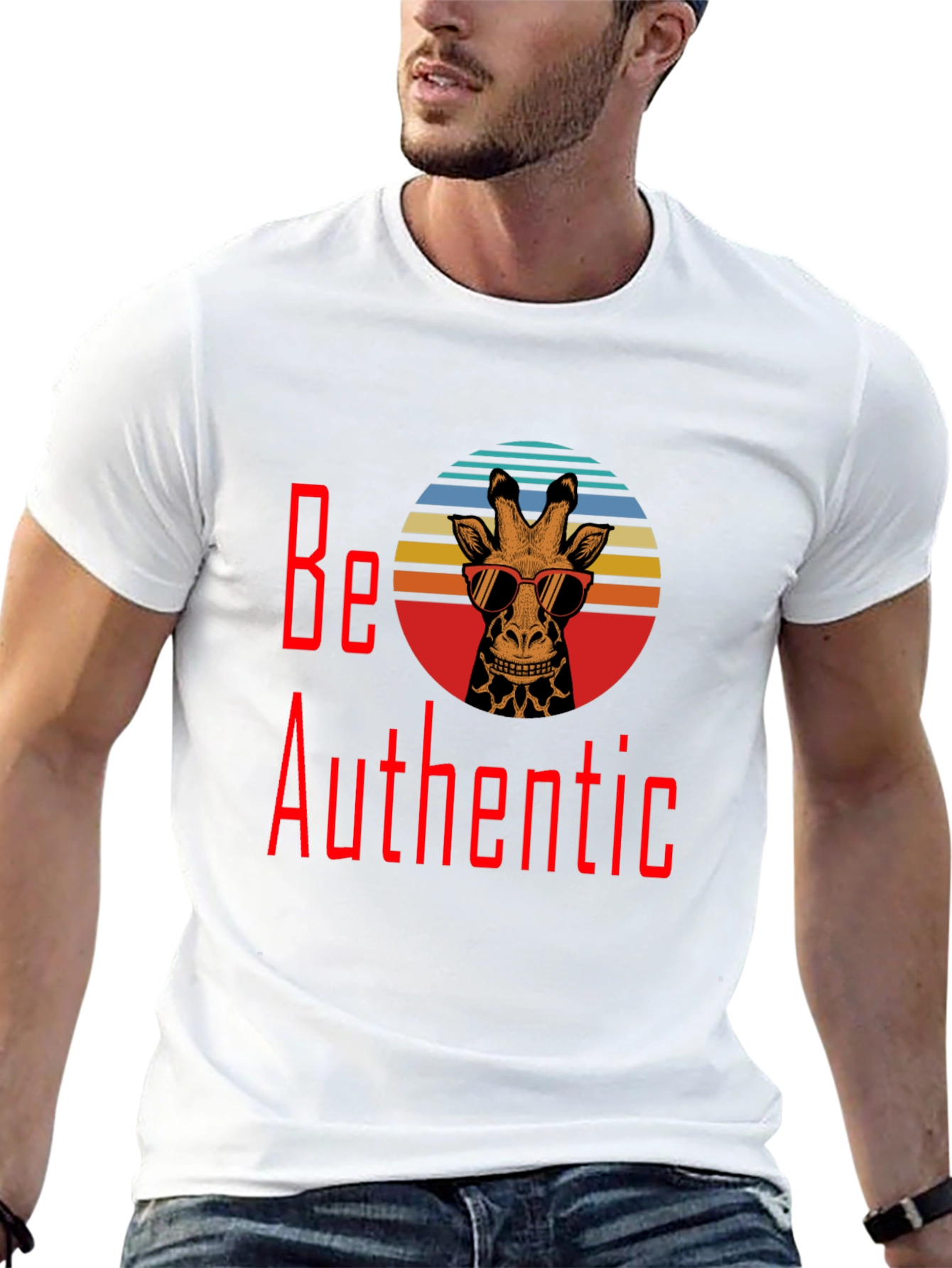 Be Authentic Giraffe Graphic T-Shirt - Black