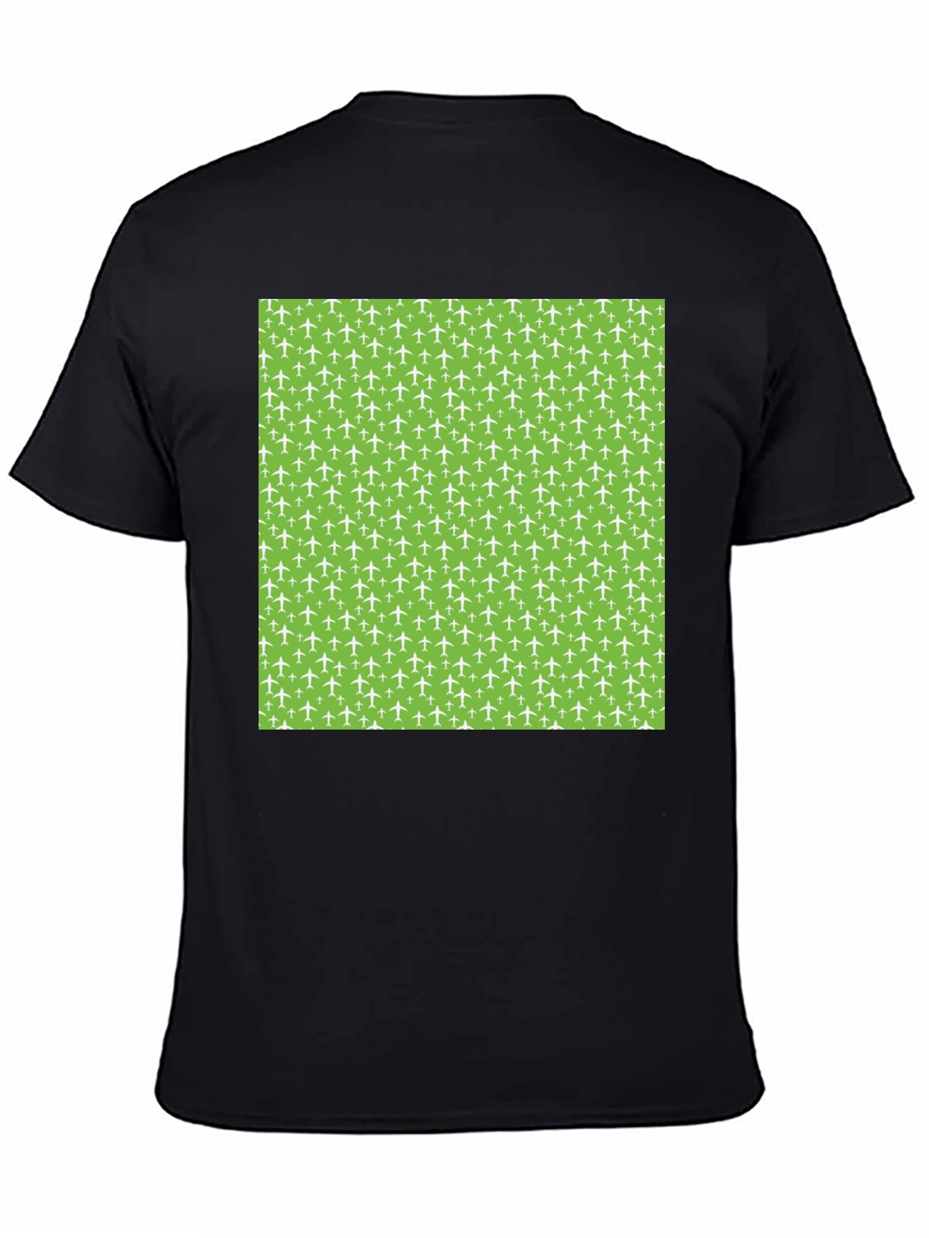 Airplane Pattern T-Shirt - Black Cotton Tee