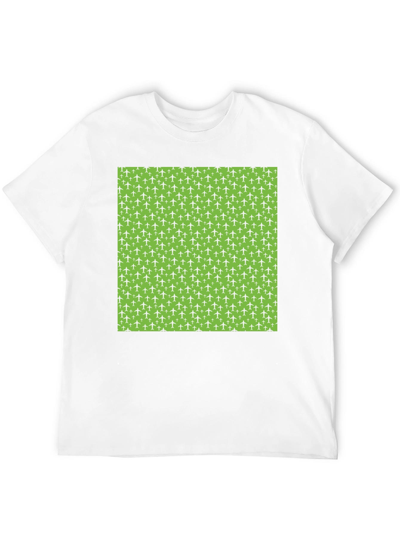 Airplane Pattern T-Shirt - Black Cotton Tee