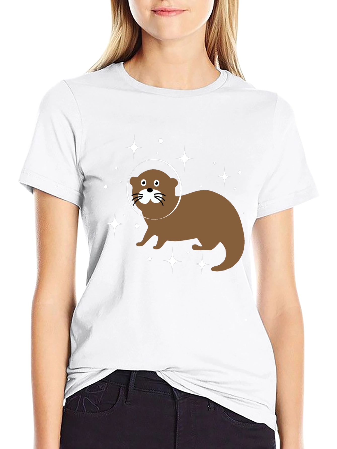 Space Otter Graphic Tee - Black
