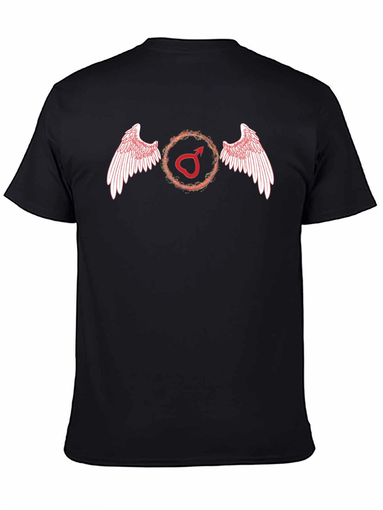 Winged Mars Symbol Mens Black T-Shirt
