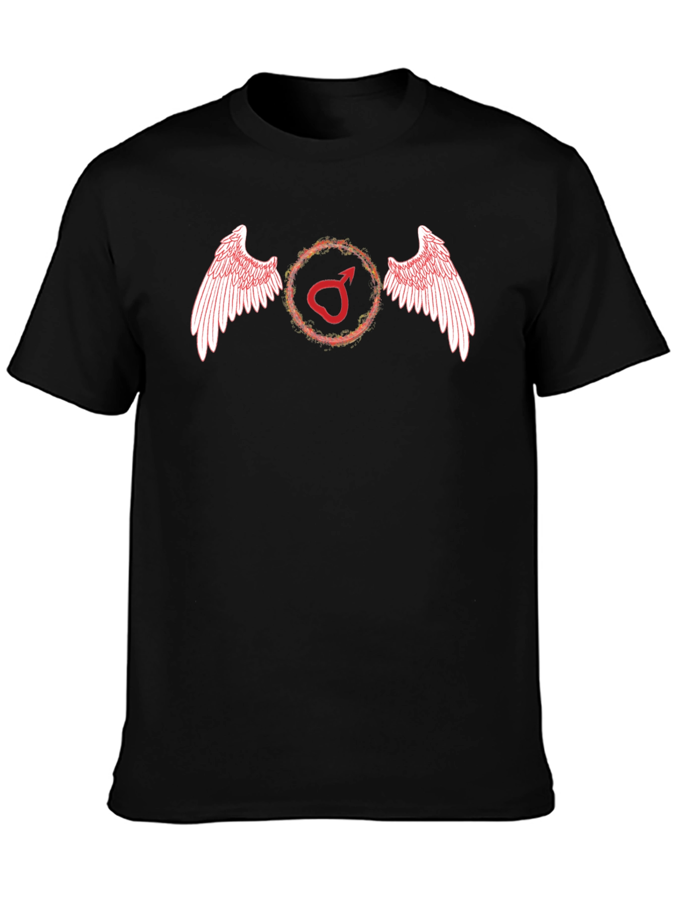 Winged Mars Symbol Mens Black T-Shirt