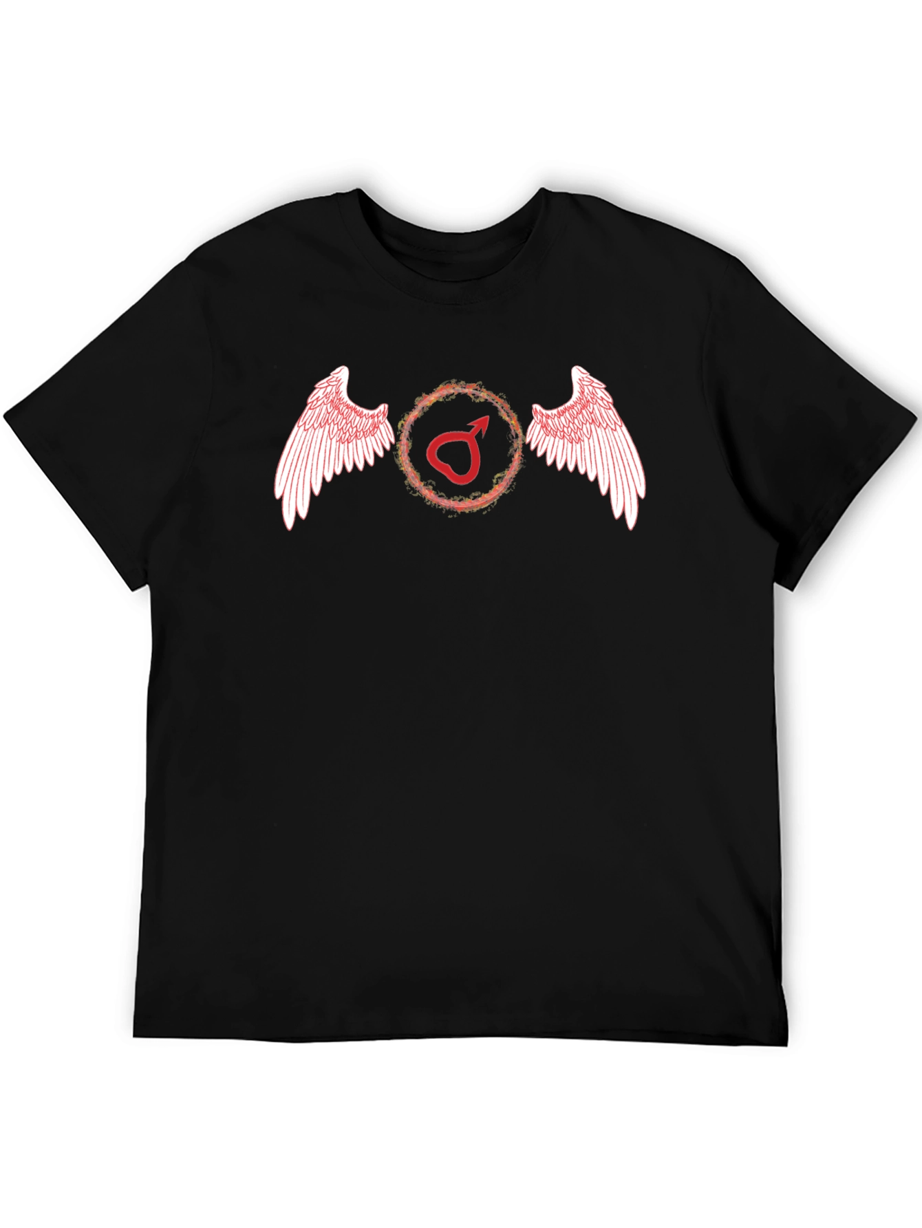 Winged Mars Symbol Mens Black T-Shirt