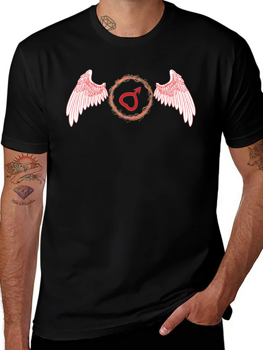 Winged Mars Symbol Mens Black T-Shirt