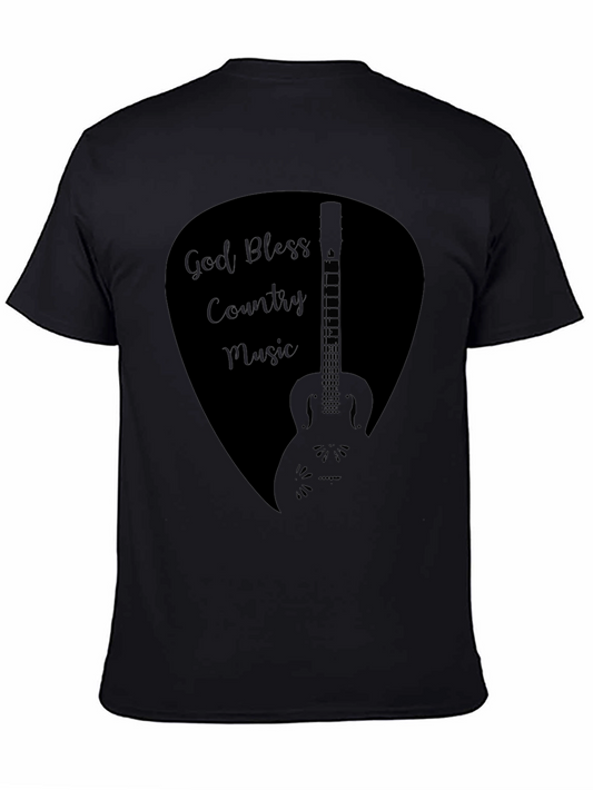 God Bless Country Music Guitar Pick Black T-Shirt