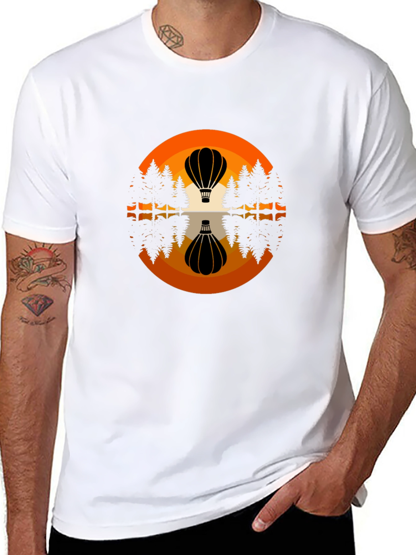 Hot Air Balloon Reflection Graphic Tee