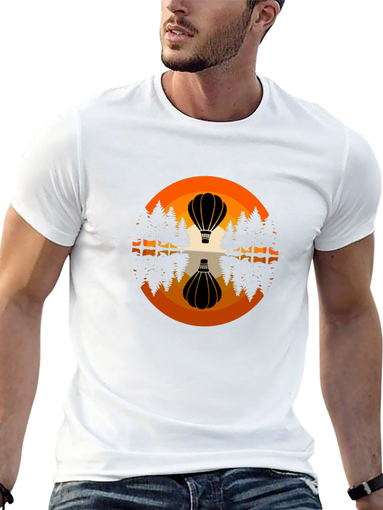 Hot Air Balloon Reflection Graphic Tee