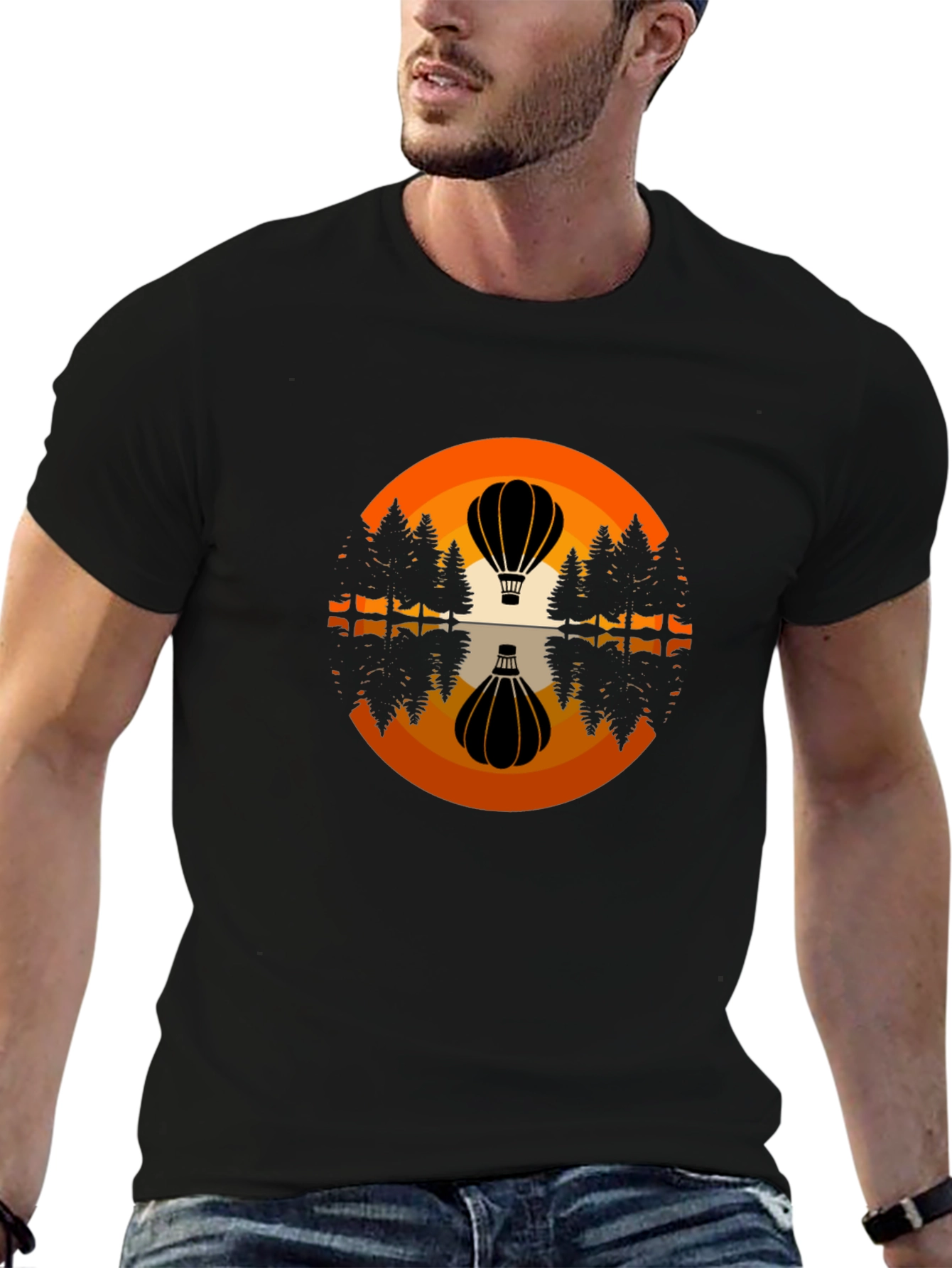 Hot Air Balloon Reflection Graphic Tee