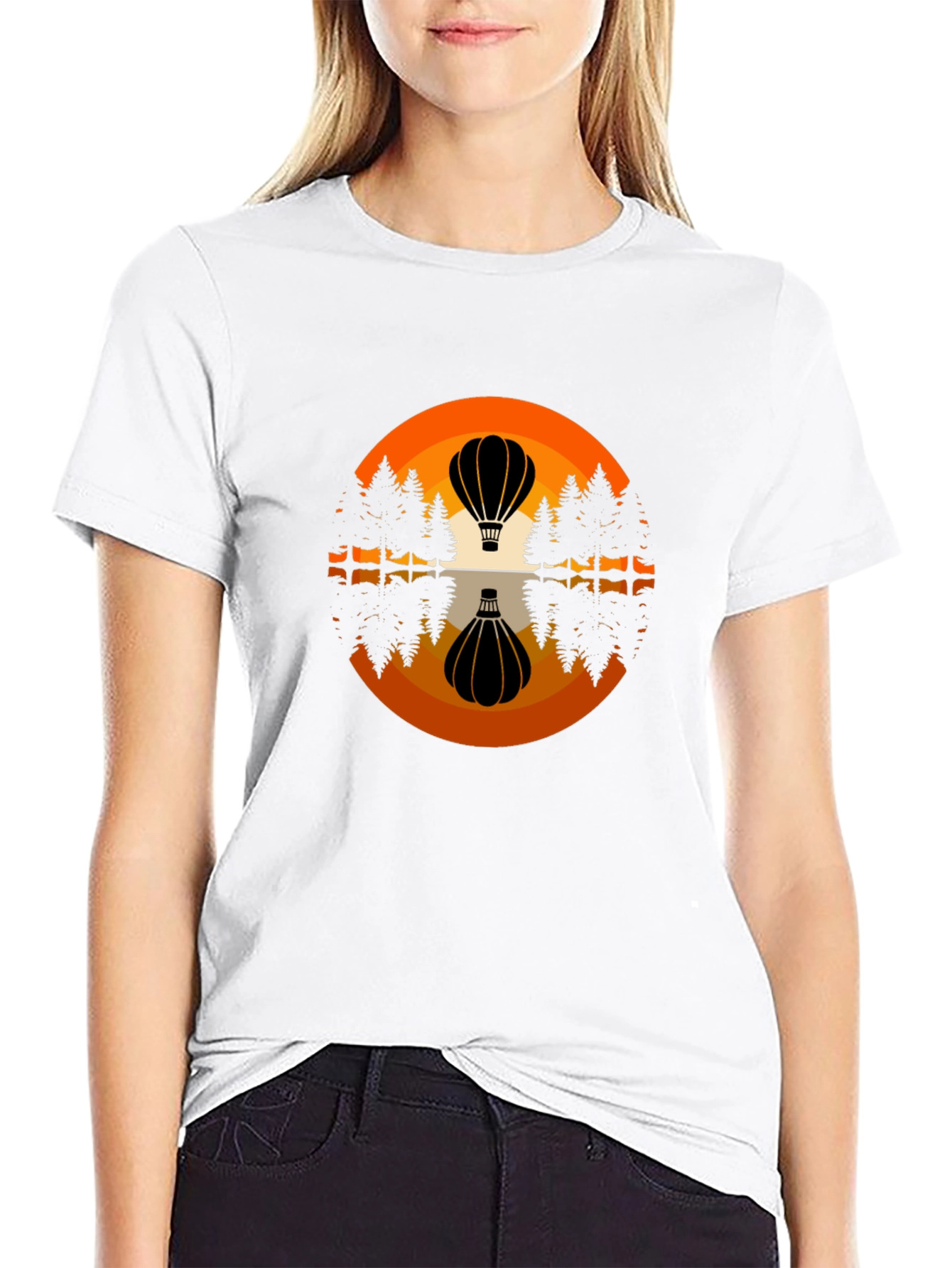 Hot Air Balloon Reflection Graphic Tee