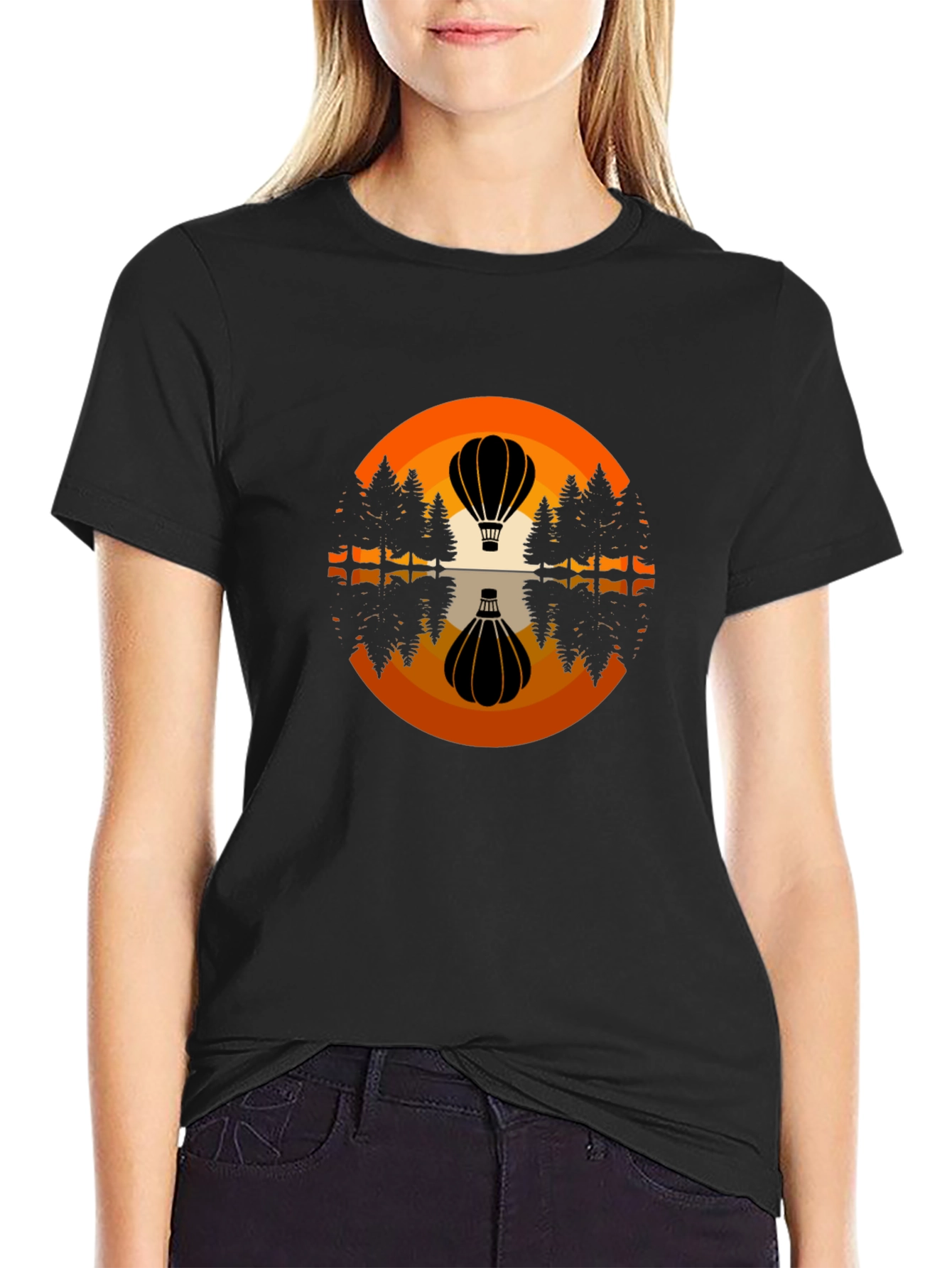 Hot Air Balloon Reflection Graphic Tee