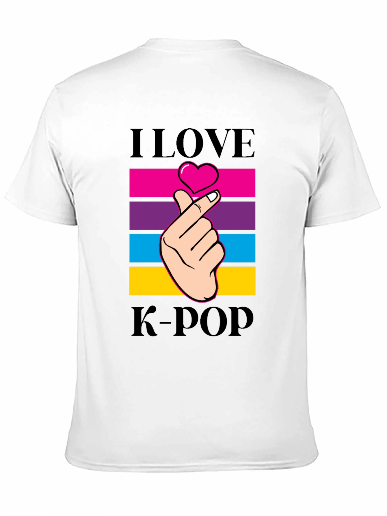 I Love K-Pop Heart Fingers Black T-Shirt