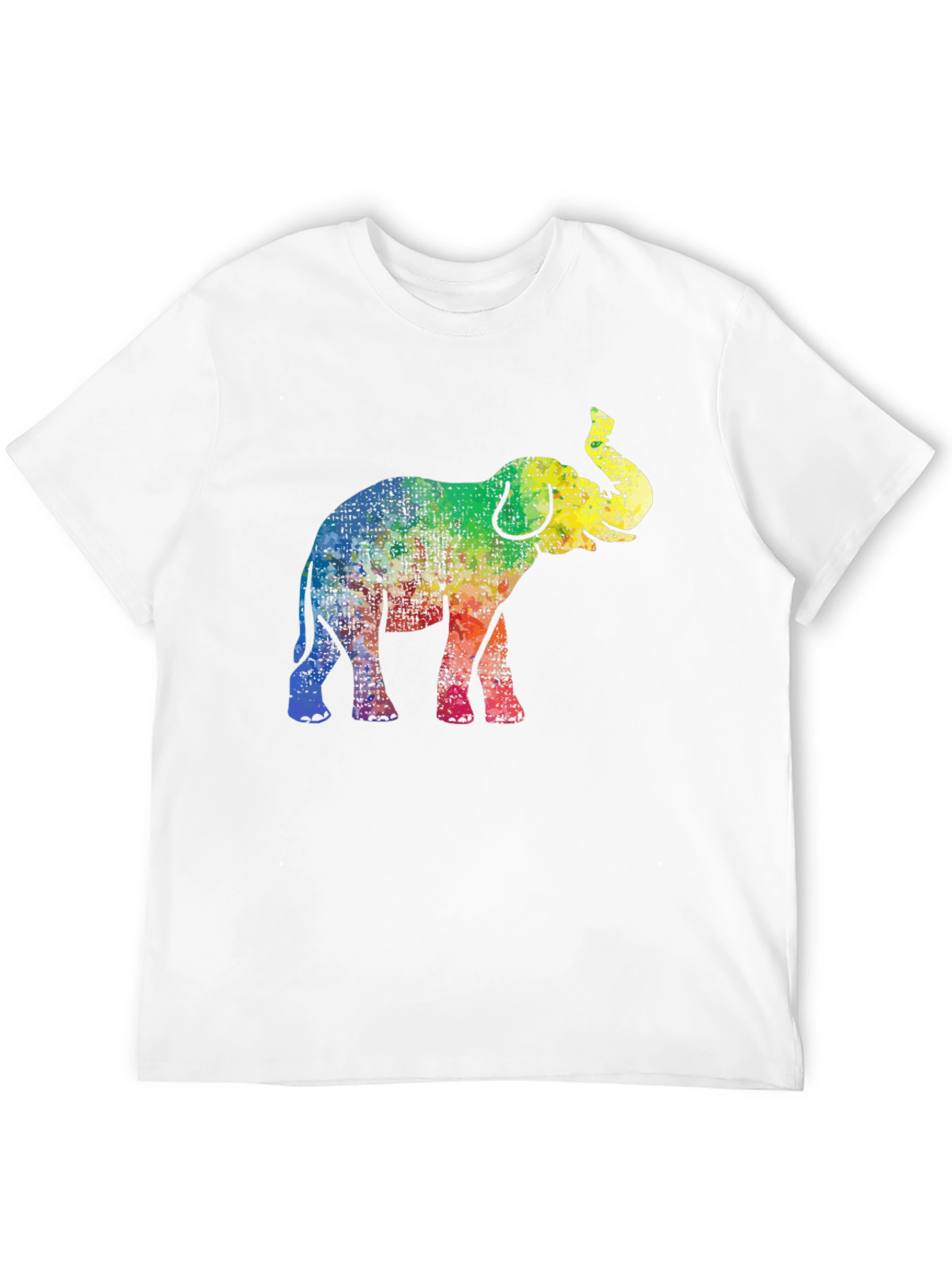 Rainbow Elephant Graphic Tee - Black Cotton T-Shirt