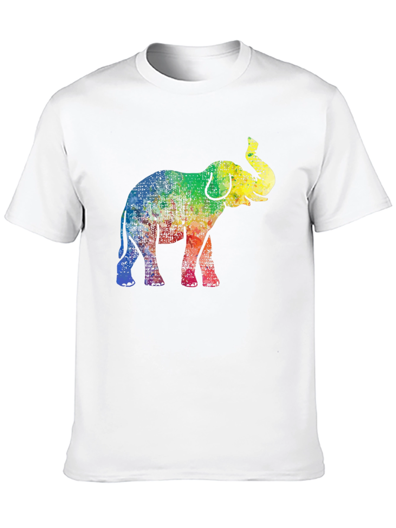 Rainbow Elephant Graphic Tee - Black Cotton T-Shirt