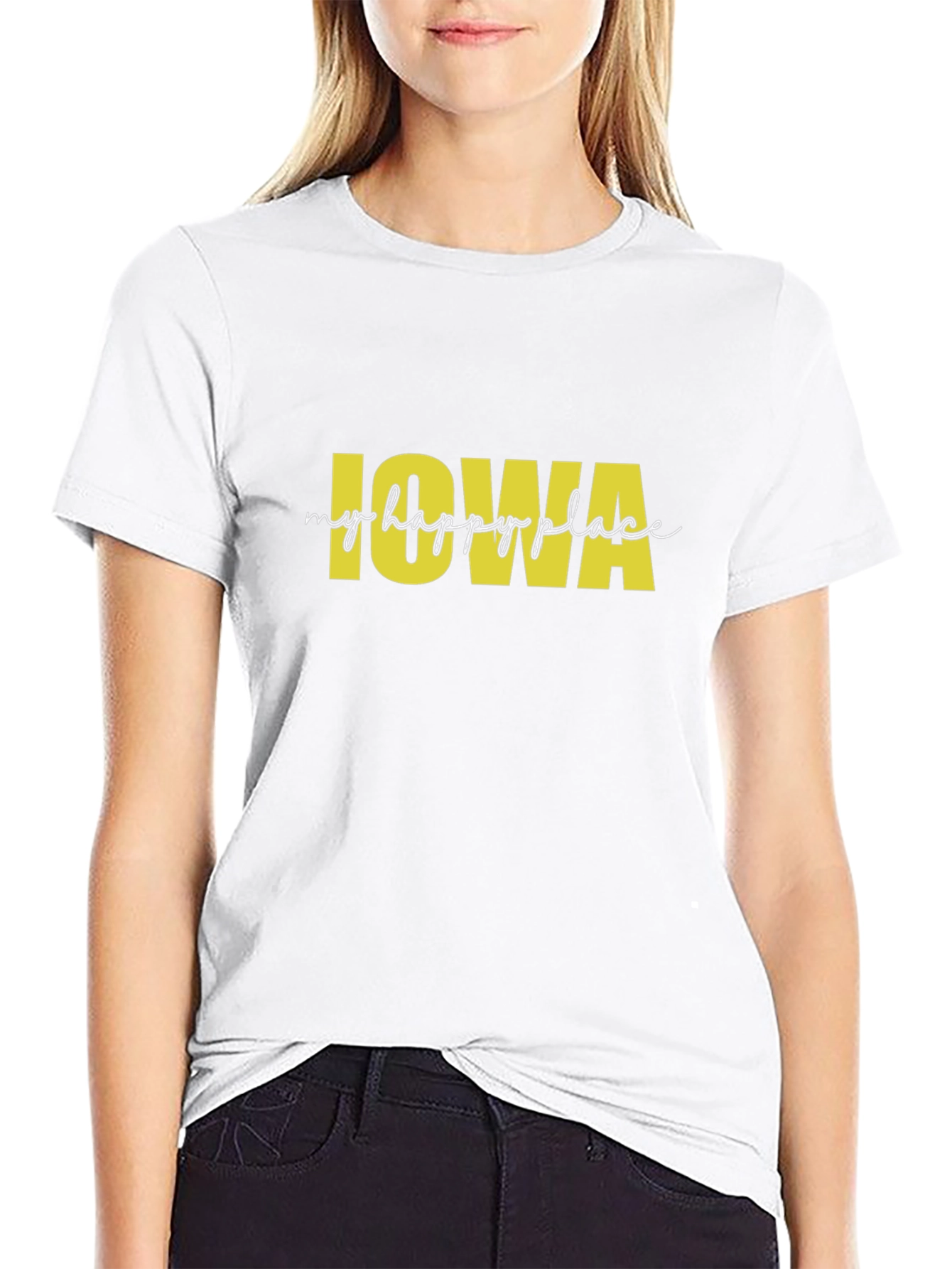 Iowa My Happy Place Black T-Shirt