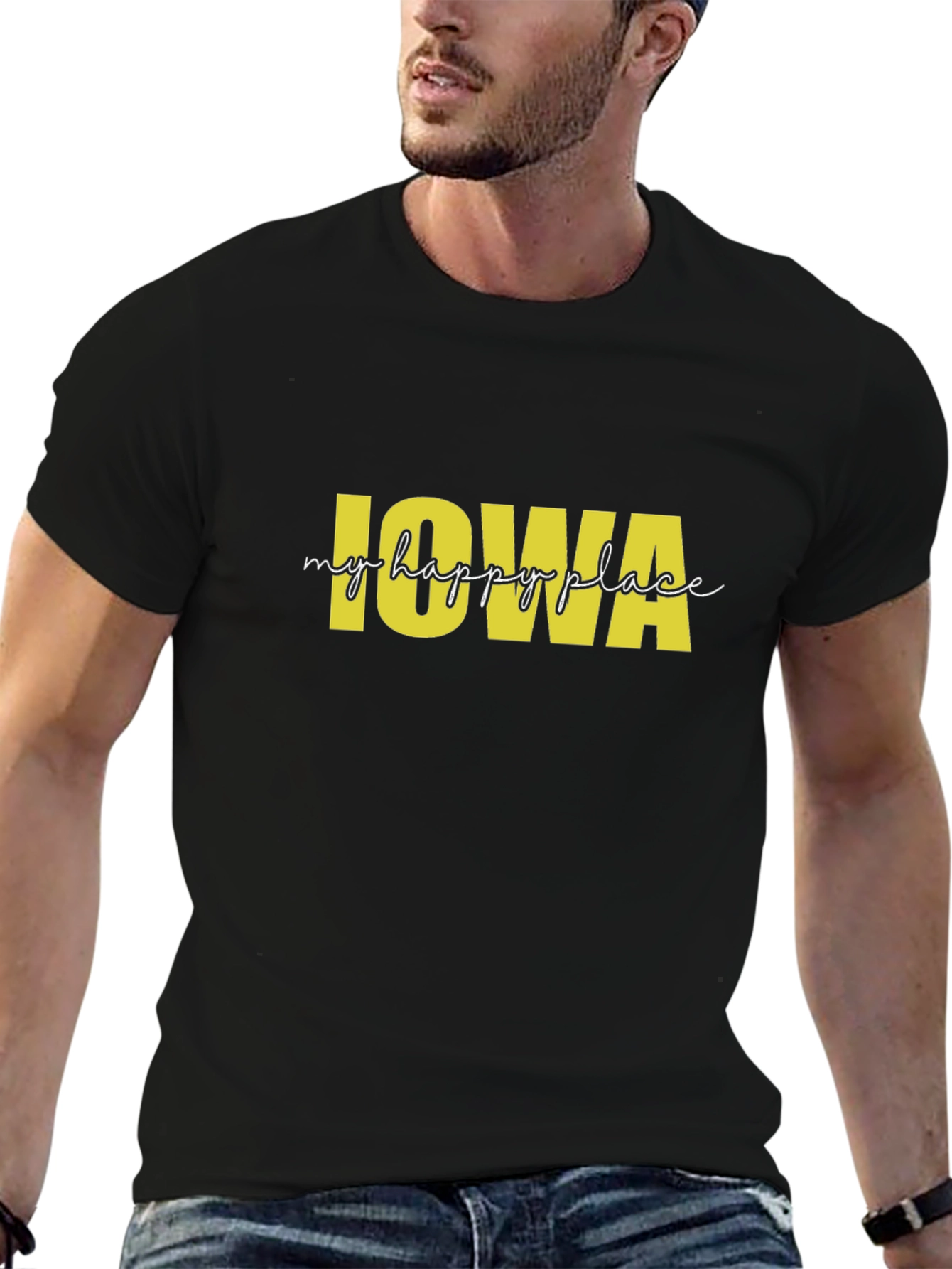 Iowa My Happy Place Black T-Shirt