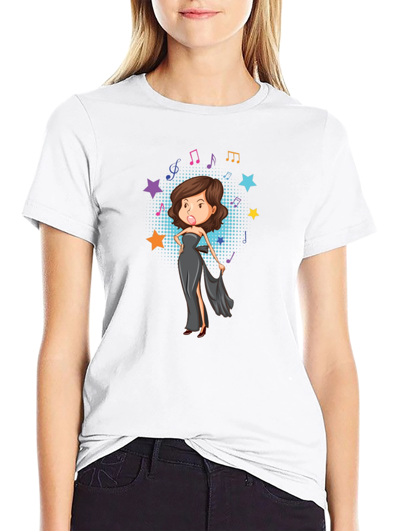 Cartoon Diva Graphic T-Shirt