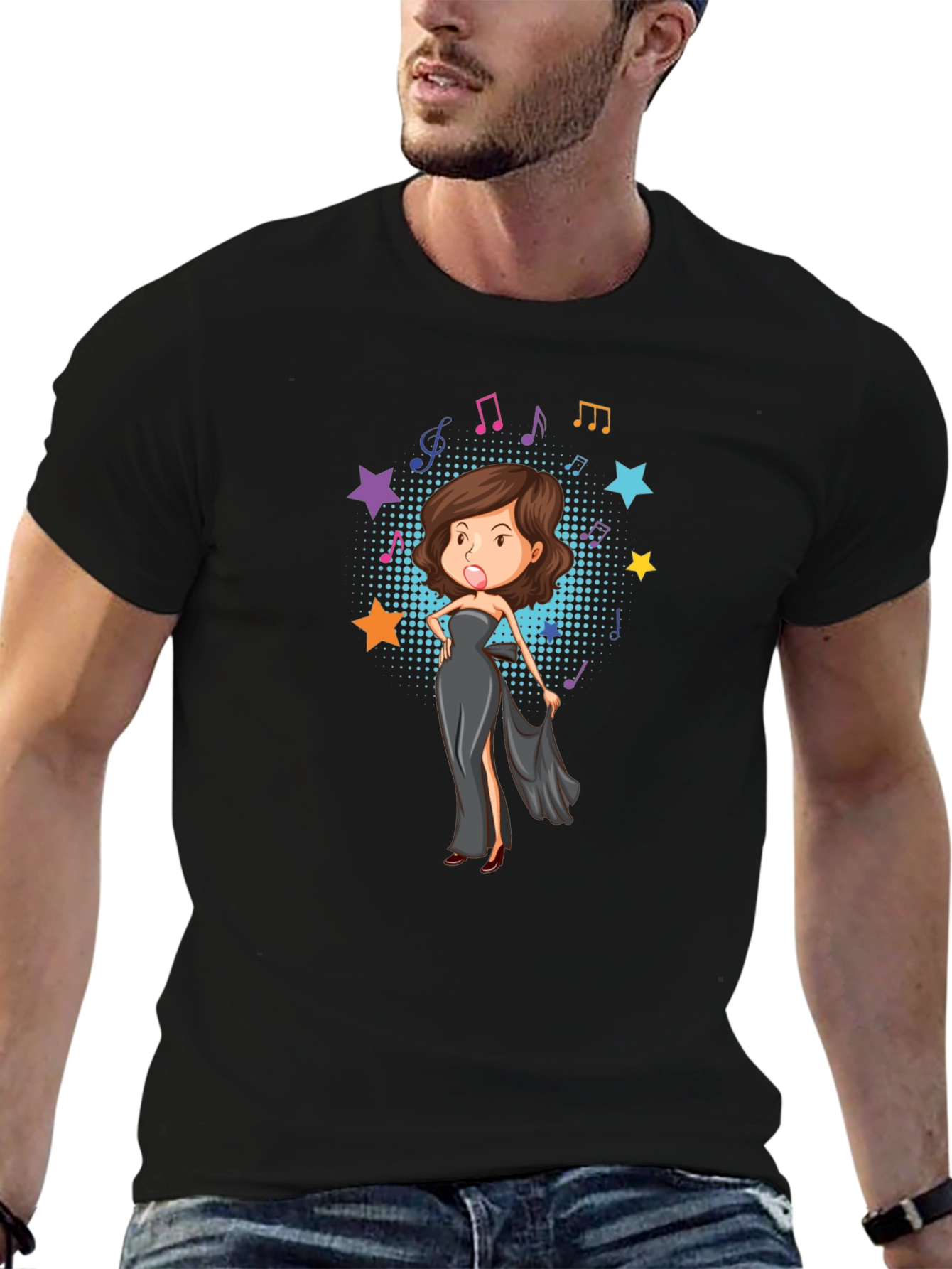 Cartoon Diva Graphic T-Shirt