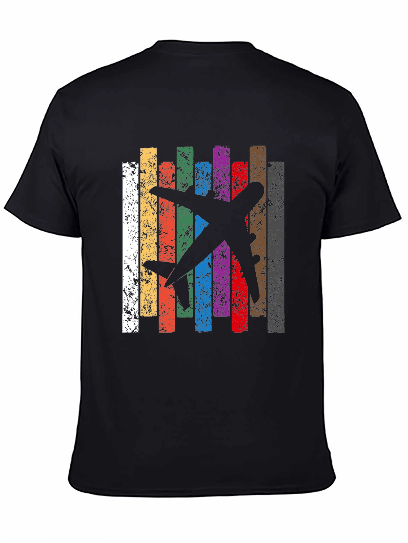 Retro Airplane Stripes Graphic T-Shirt
