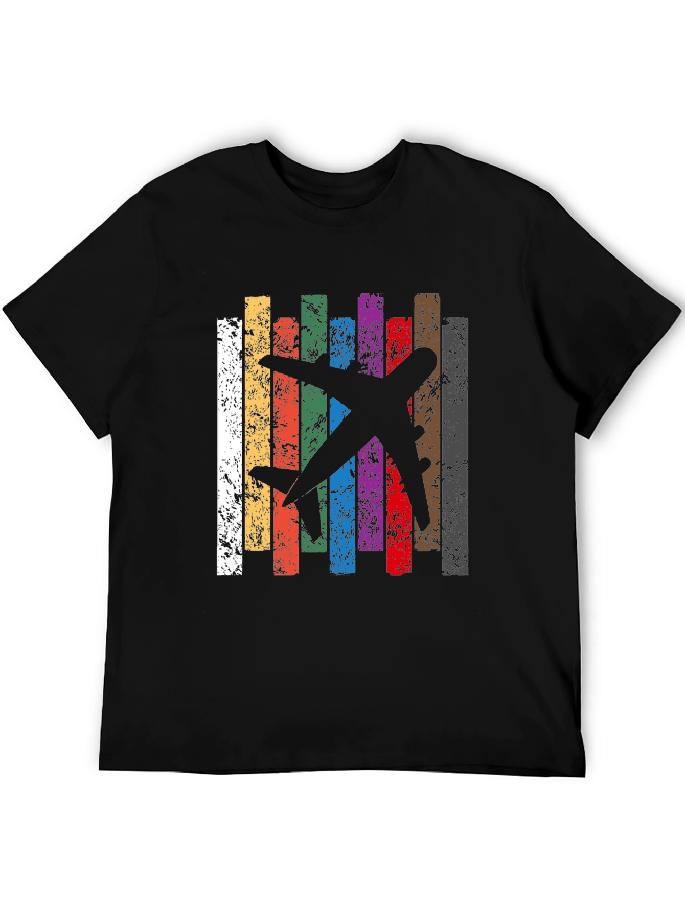 Retro Airplane Stripes Graphic T-Shirt