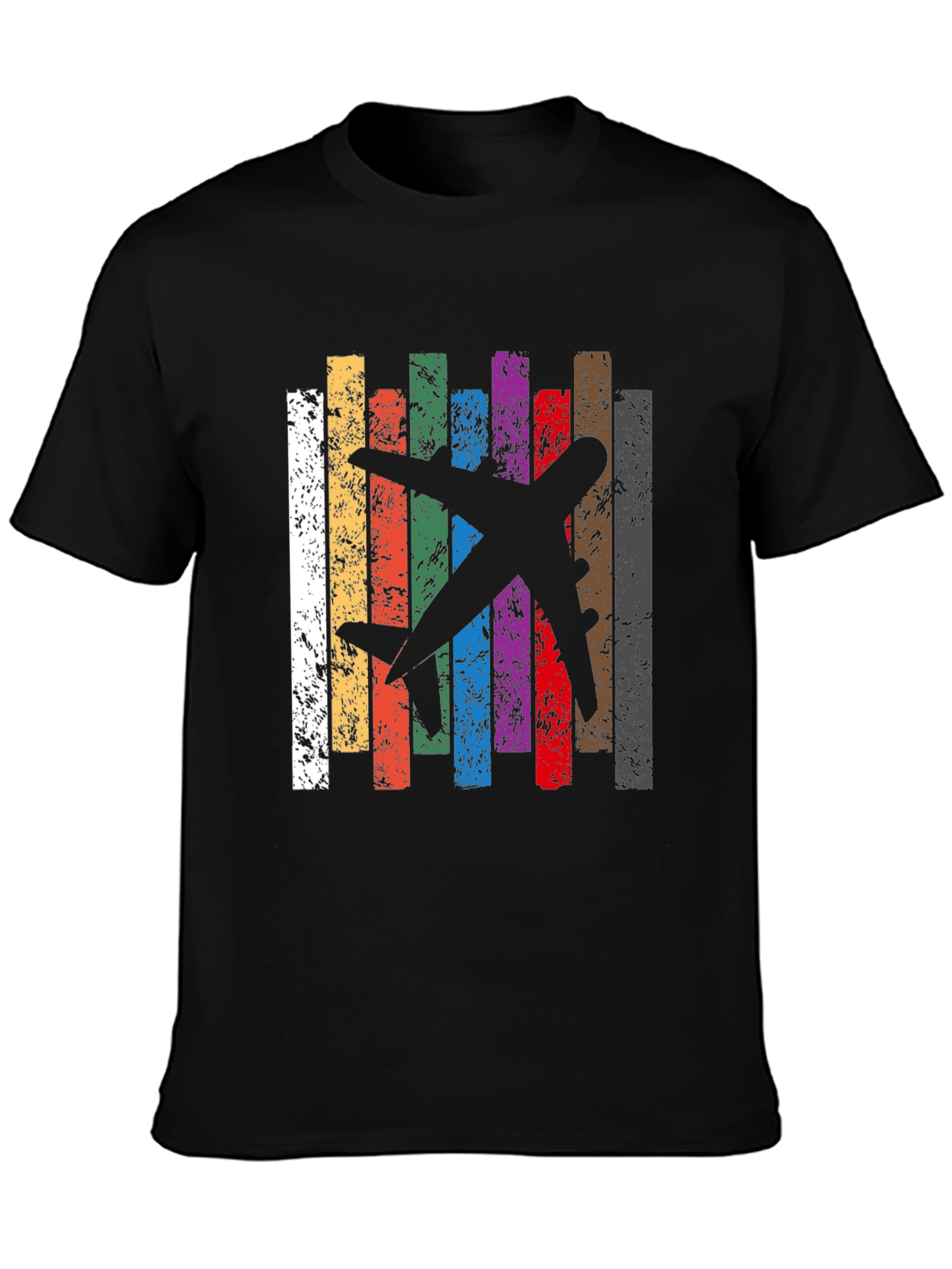 Retro Airplane Stripes Graphic T-Shirt